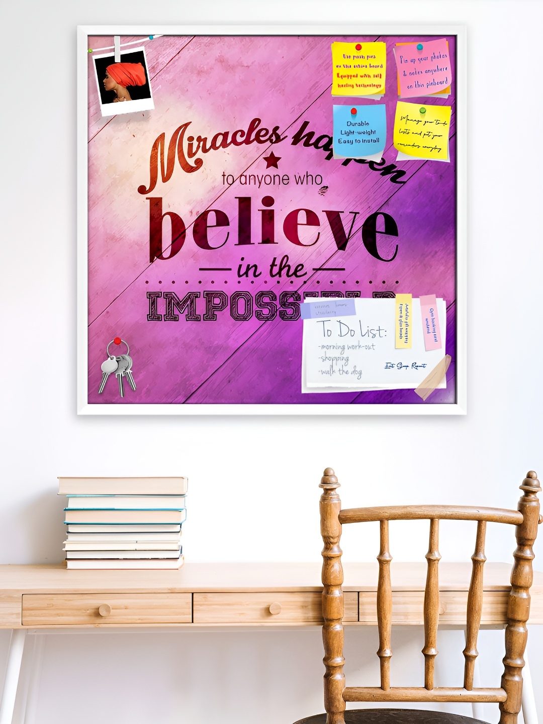 

ArtzFolio White Printed Wooden Bulletin Board With Sticky Notes