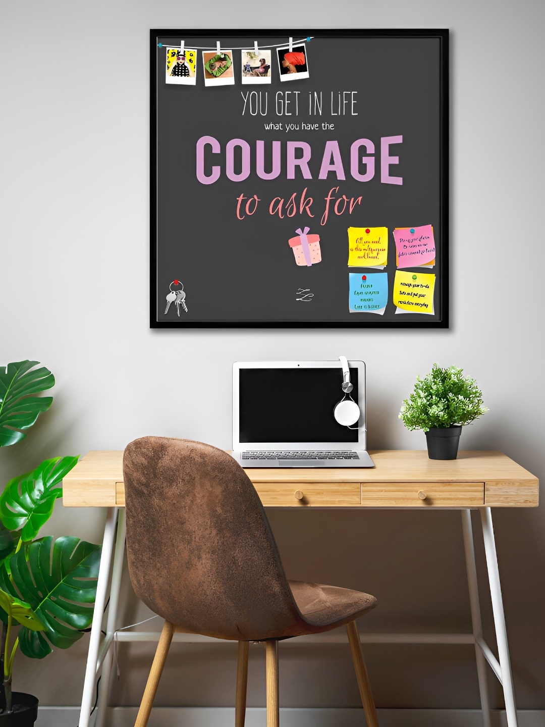 

ArtzFolio Black You Get In Life Courage To Ask For Bulletin Board With Sticky Notes