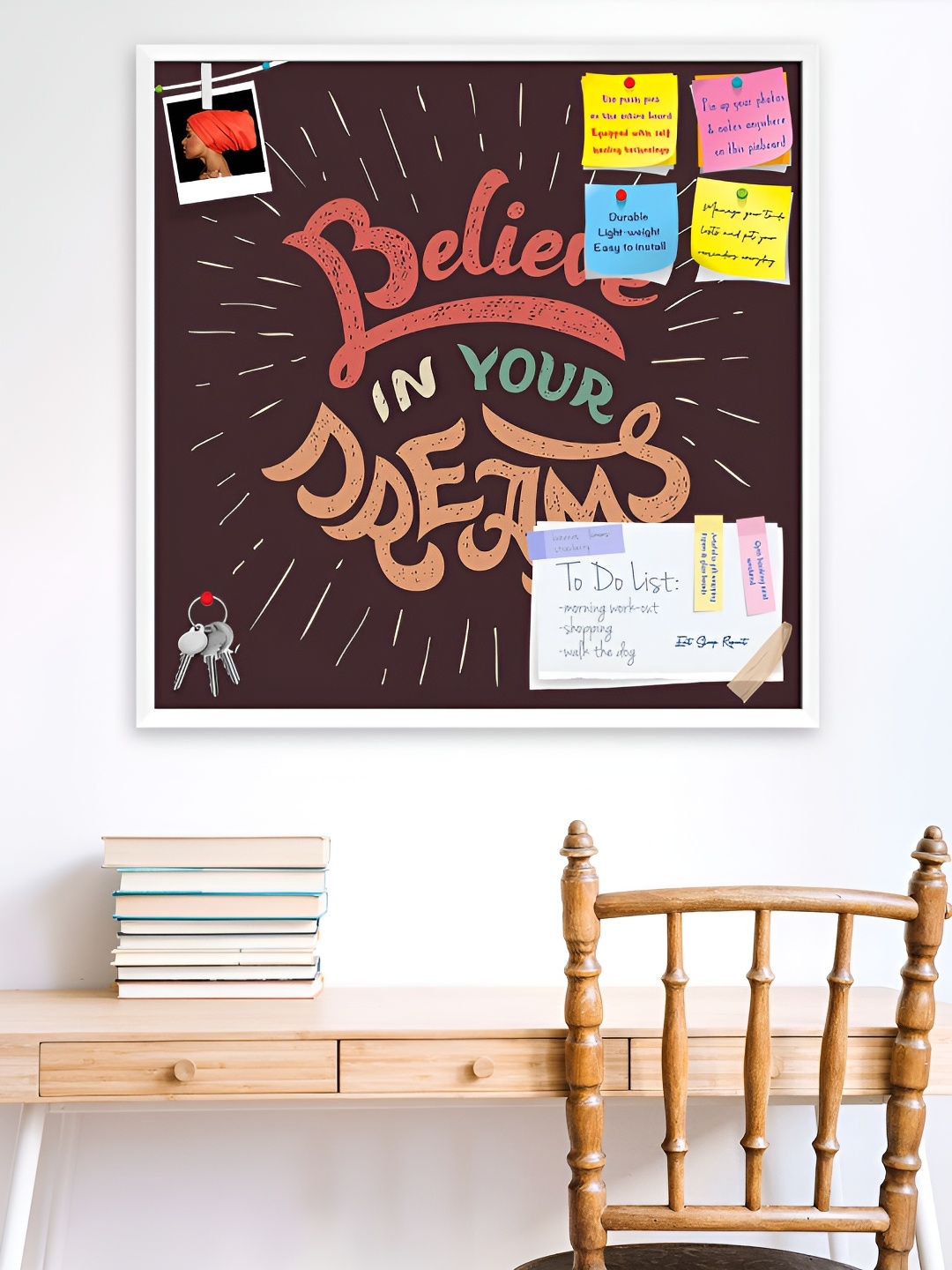 

ArtzFolio Black & Peach Colour Typography Printed Wooden Bulletin Board With Sticky Notes