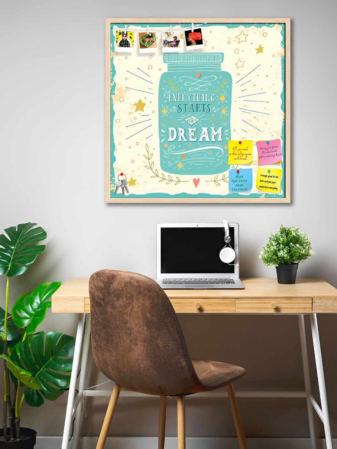 

ArtzFolio Green & Beige Everything Starts With A Dream Printed Wooden Wall Hanging Decor