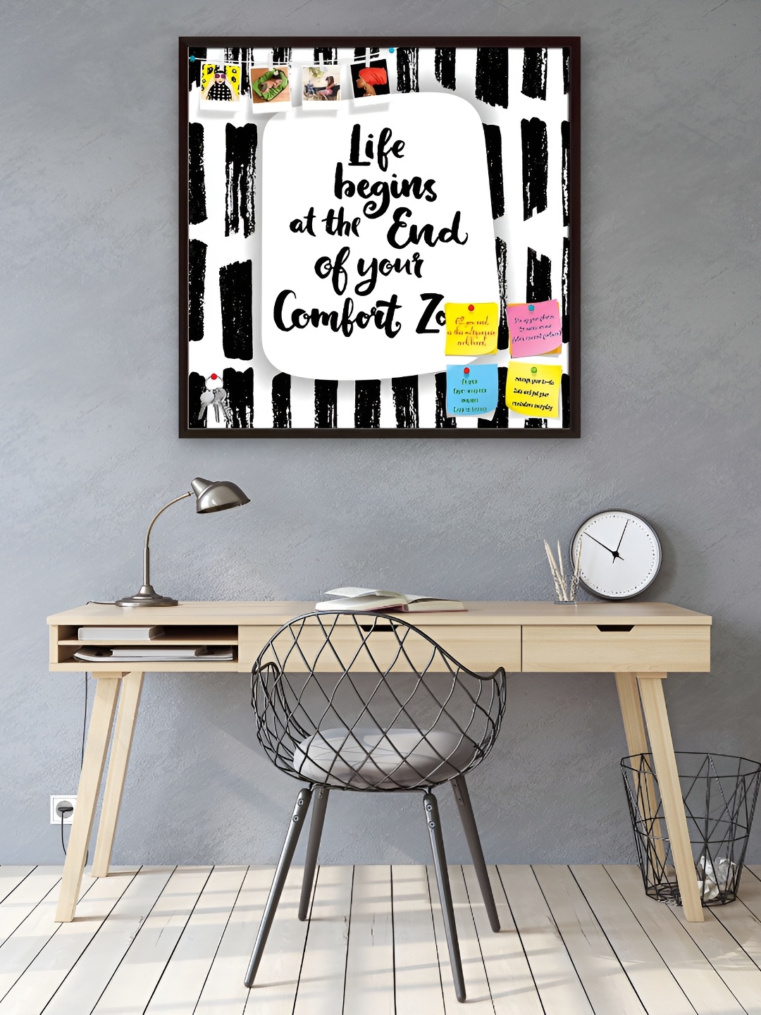

ArtzFolio Brown Typography Printed Wood Bulletin Board With Sticky Notes