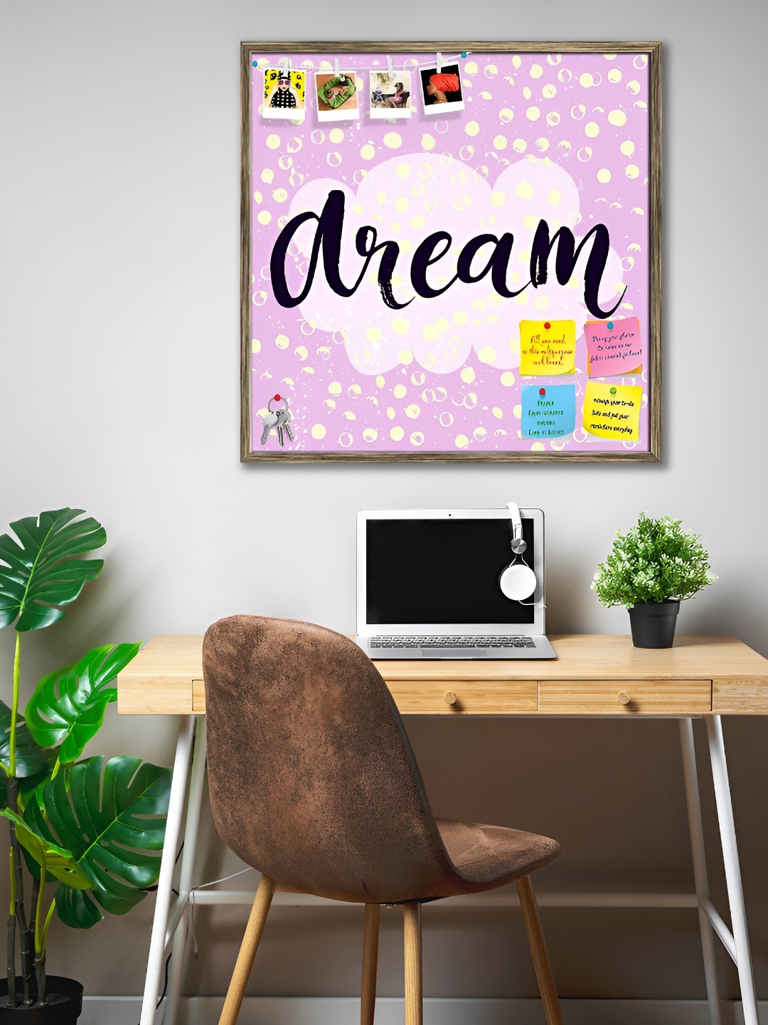 

ArtzFolio Purple & White Typography Printed Wooden Bulletin Board With Sticky Notes