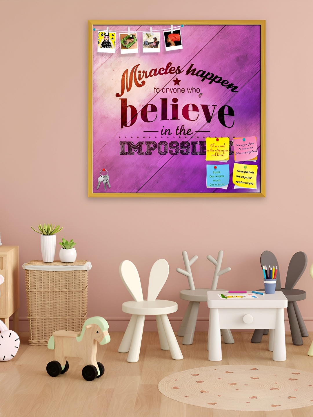

ArtzFolio Gold Toned & Purple Printed Wooden Bulletin Board Wall Decor