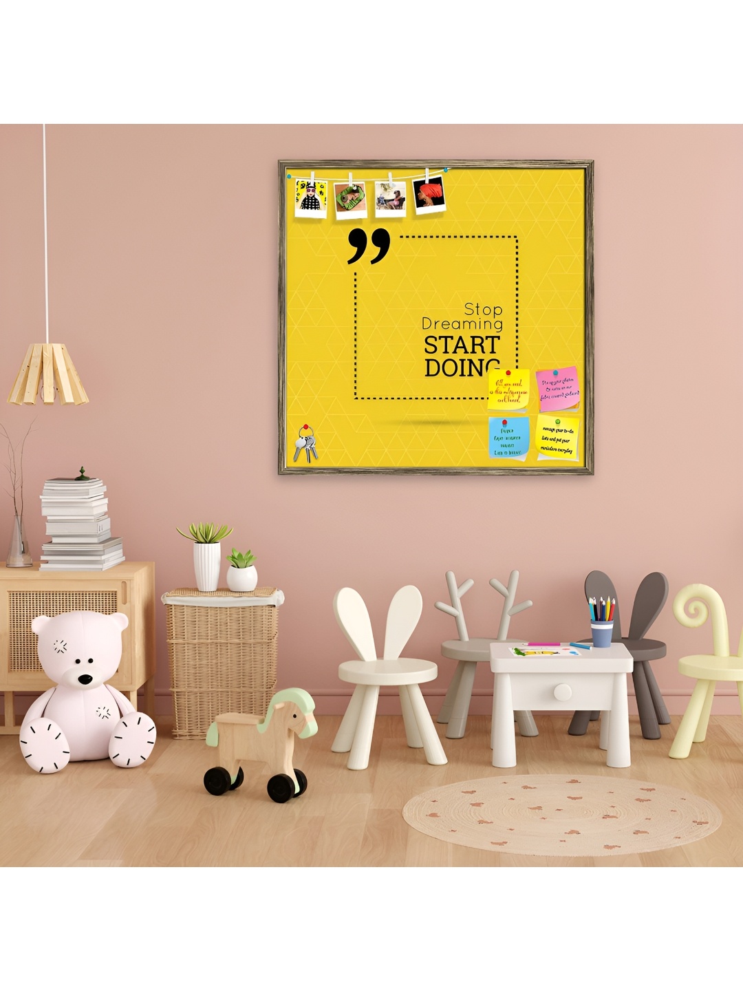 

ArtzFolio Yellow & Black Printed Wooden Bulletin Board & Sticky Notes Wall Hangings Decor