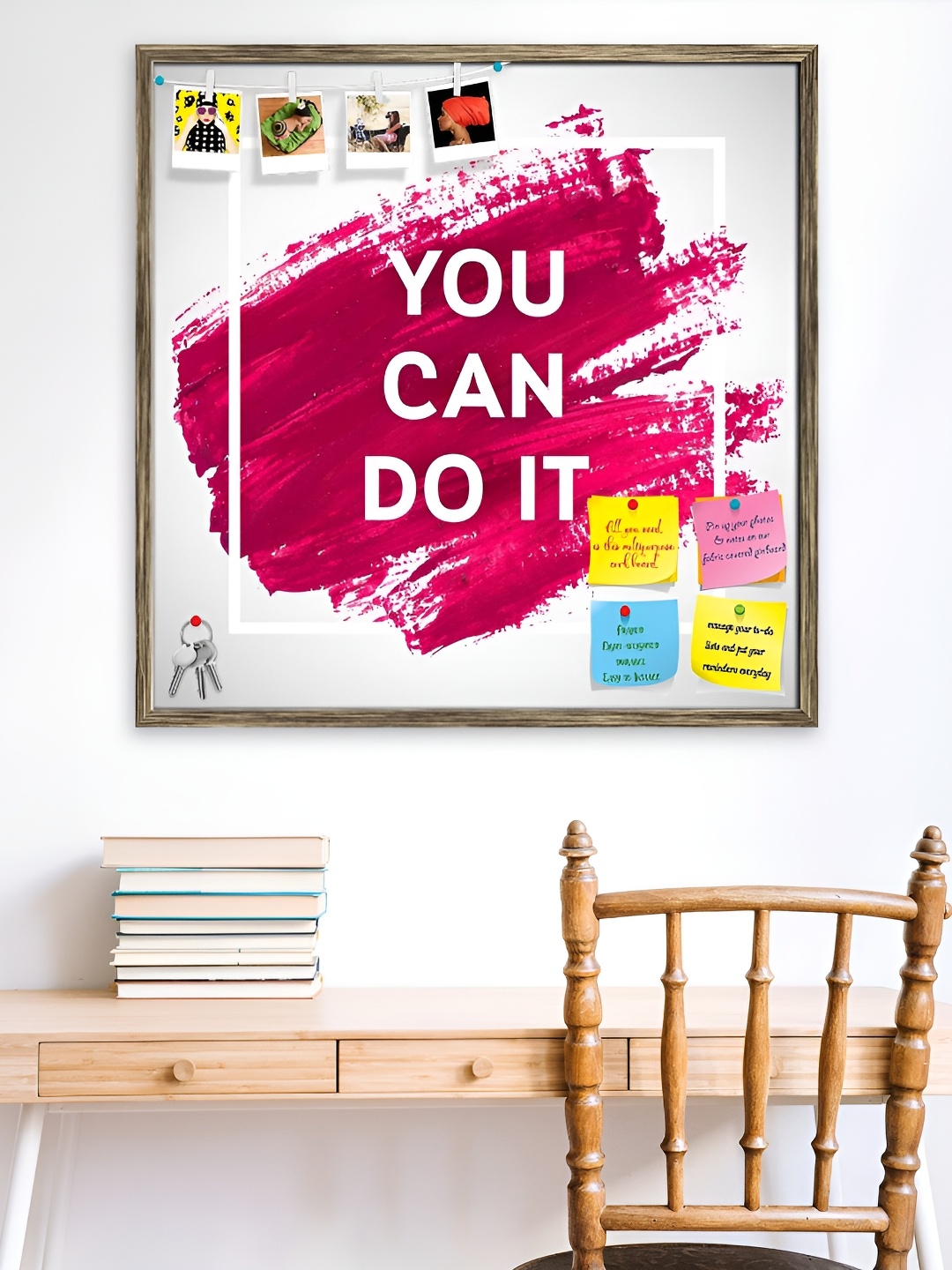 

ArtzFolio Brown Printed Wooden Bulletin Board With Sticky Notes