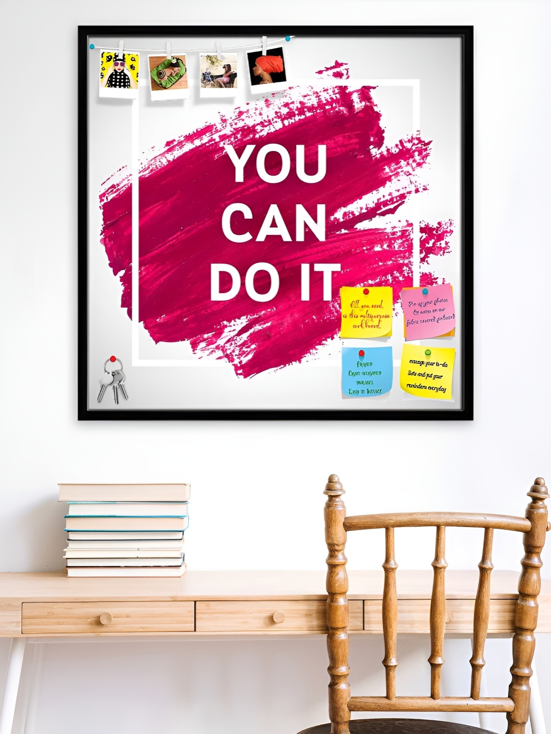 

ArtzFolio White & Red Typography Printed Wooden Bulletin Board With Sticky Notes