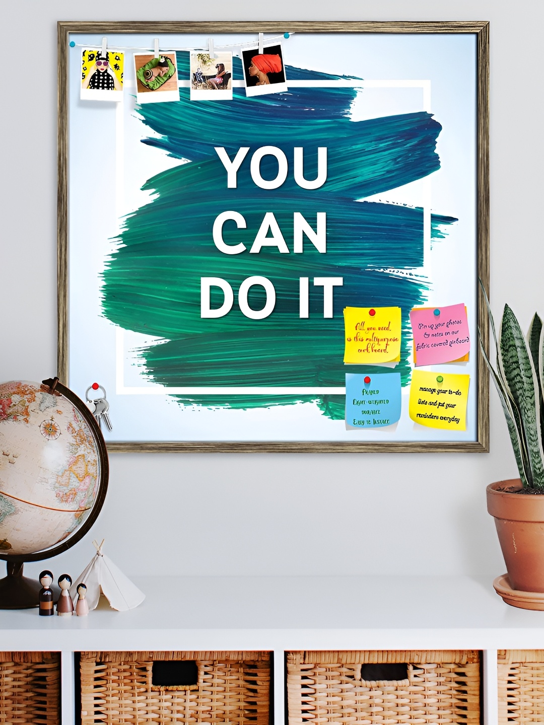

ArtzFolio Brown You Can Do It d2 Printed Wooden Bulletin Board With Sticky Notes