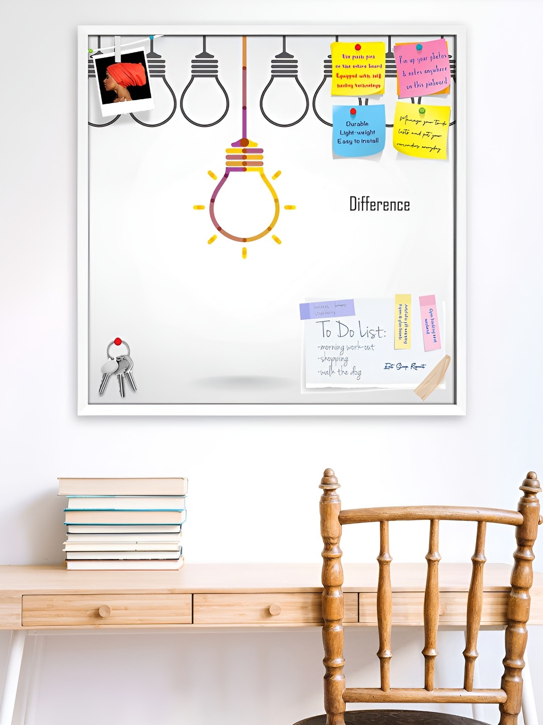 

ArtzFolio White Printed Wooden Bulletin Board With Sticky Notes Wall Hanging Decor