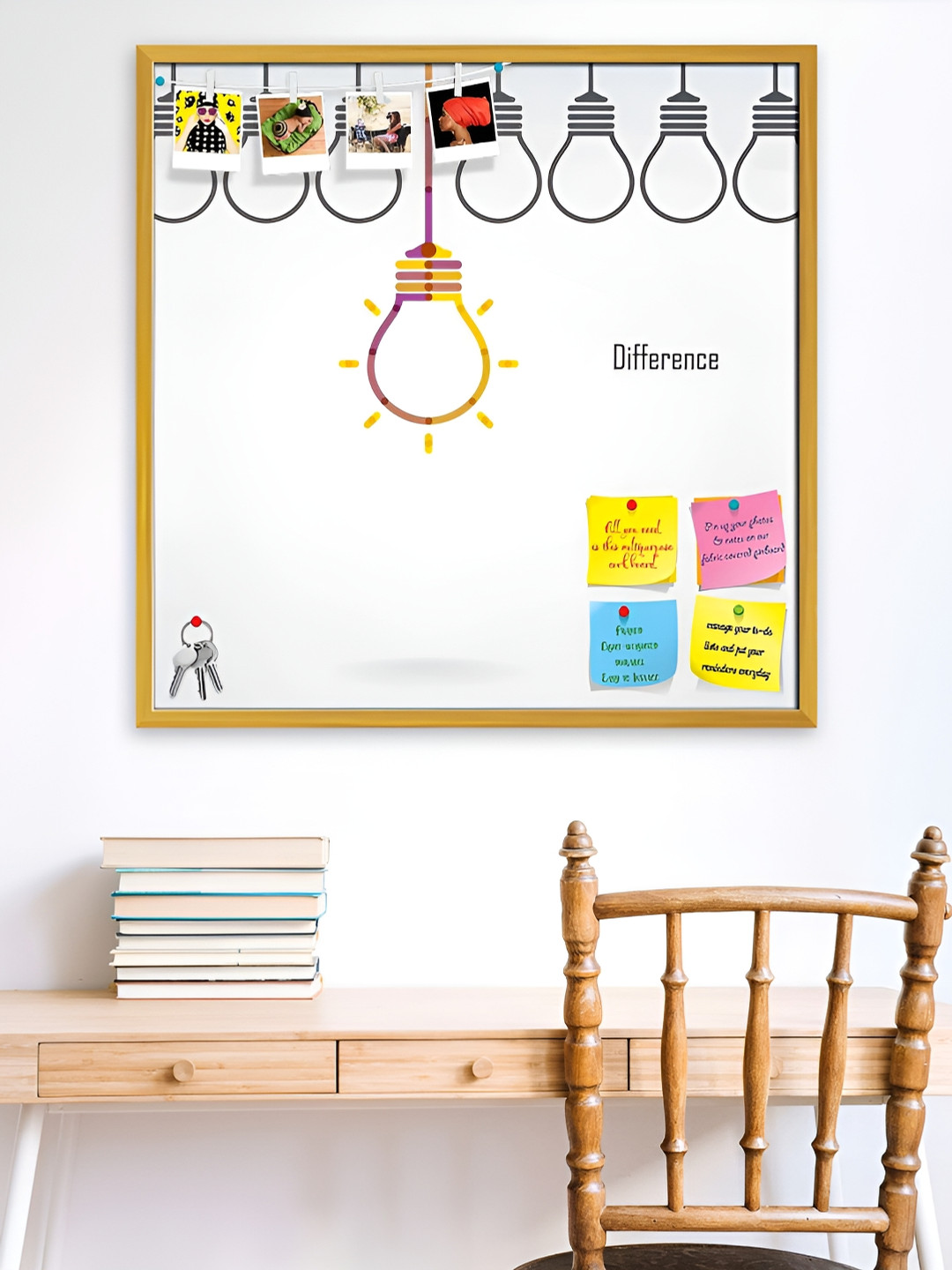 

ArtzFolio White & Black Light Bulb Printed Wooden Bulletin Board With Sticky Notes