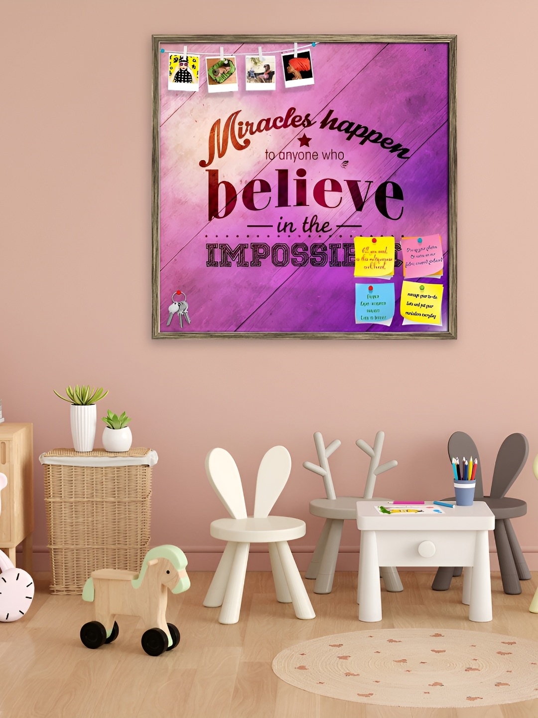 ArtzFolio Copper Typographic Art D3 Printed Wooden Bulletin Board With Sticky Notes, Gold