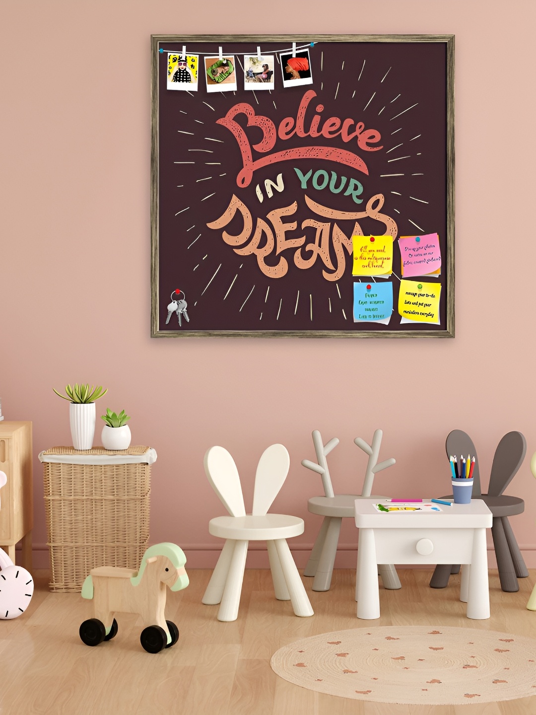 

ArtzFolio Gold Toned & Red Typography Printed Wooden Bulletin Board