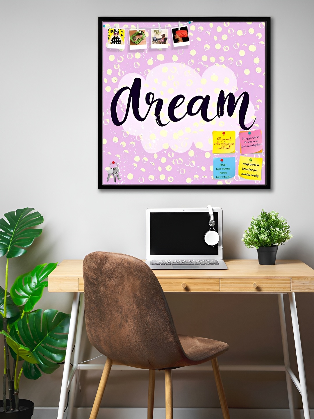 

ArtzFolio Black Dream Printed Wooden Bulletin Board With Sticky Notes & Push Pin