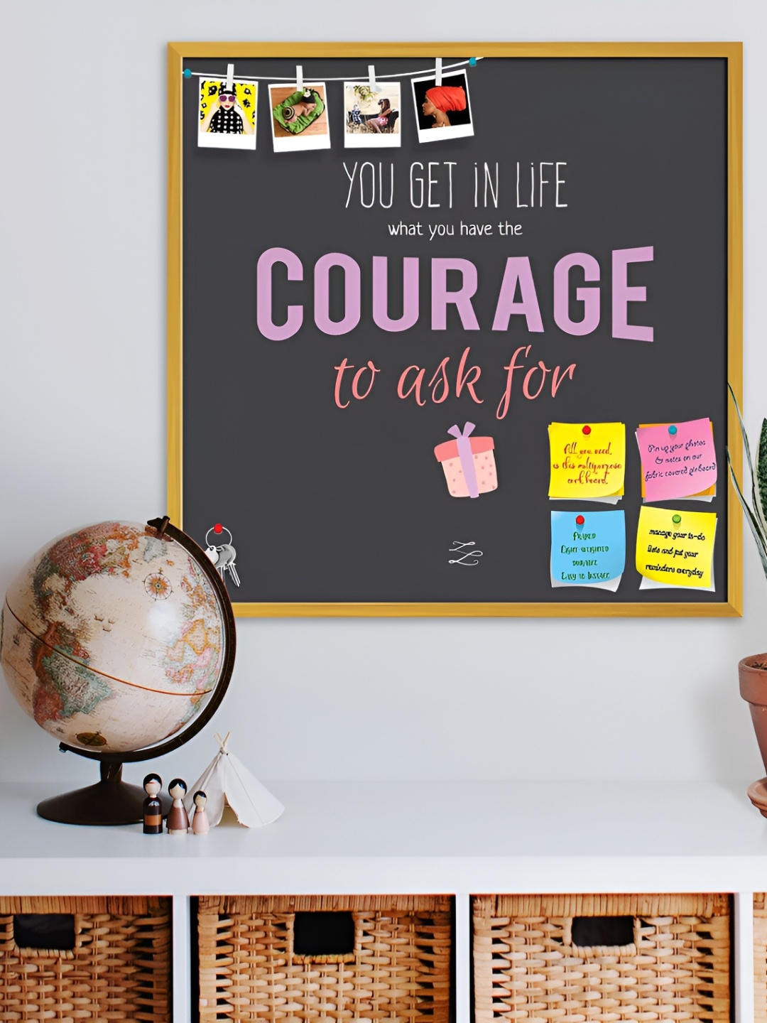 

ArtzFolio Black & Purple Typography Printed Wooden Bulletin Board With Sticky Notes