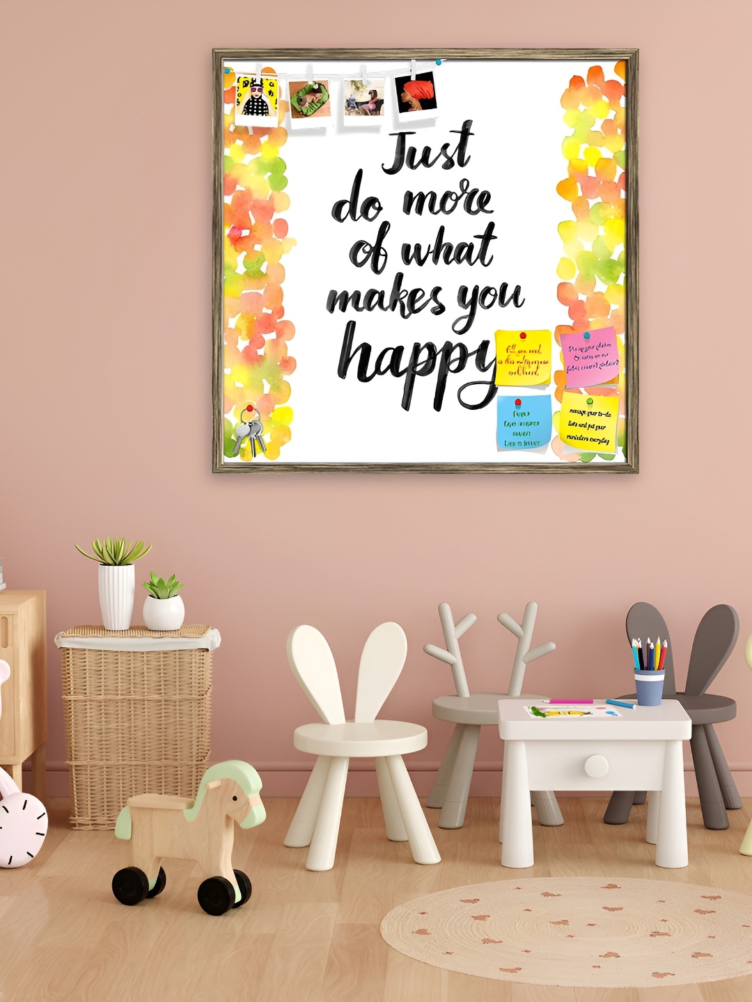 

ArtzFolio Just Do More Of What Makes You Happy Printed Wooden Bulletin Board, Gold