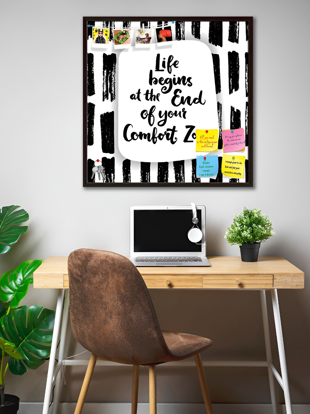 

ArtzFolio Brown Typography Printed Wood Bulletin Board With Sticky Notes