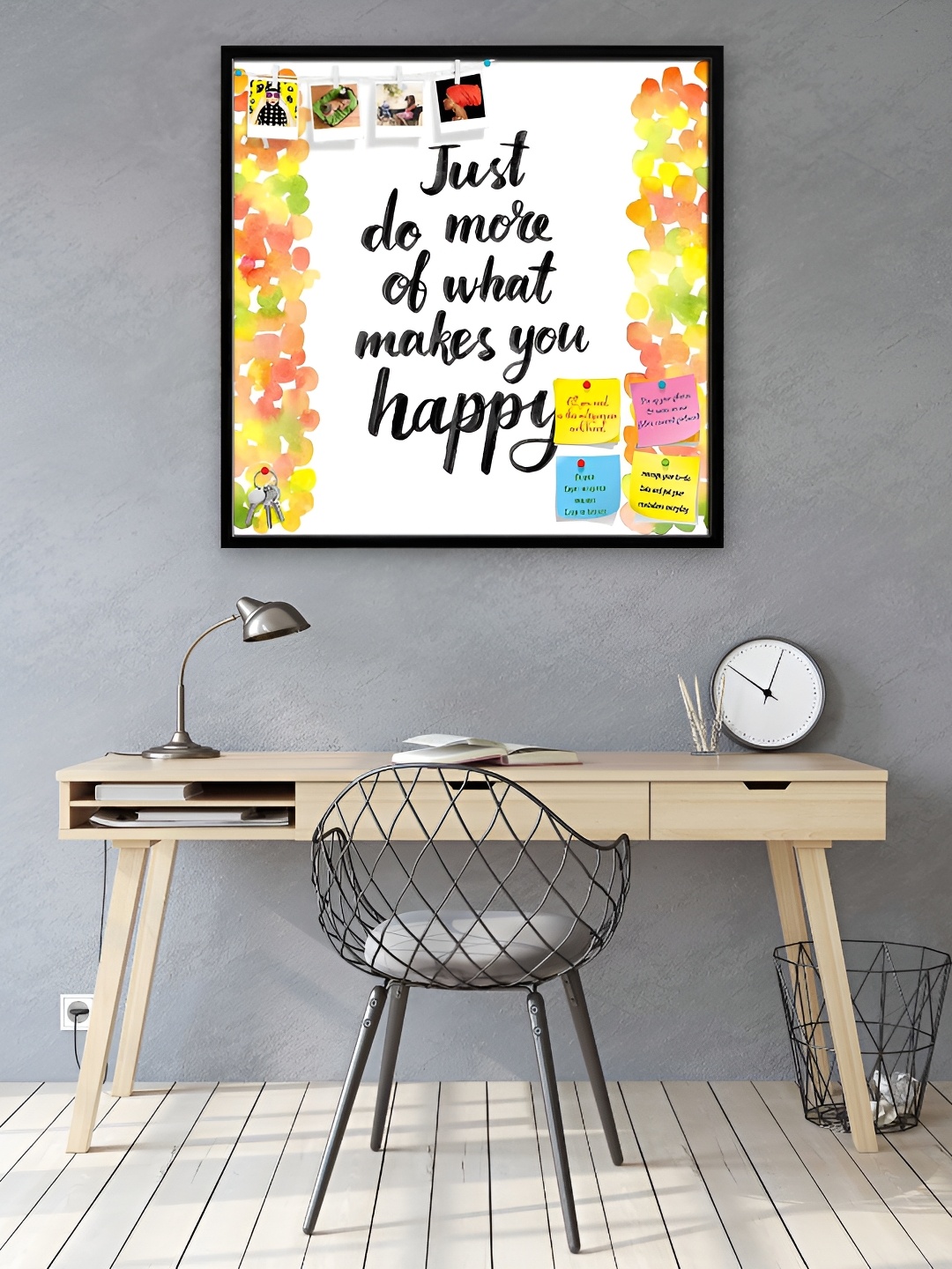 

ArtzFolio Black Typography Printed Wood Bulletin Board With Sticky Notes
