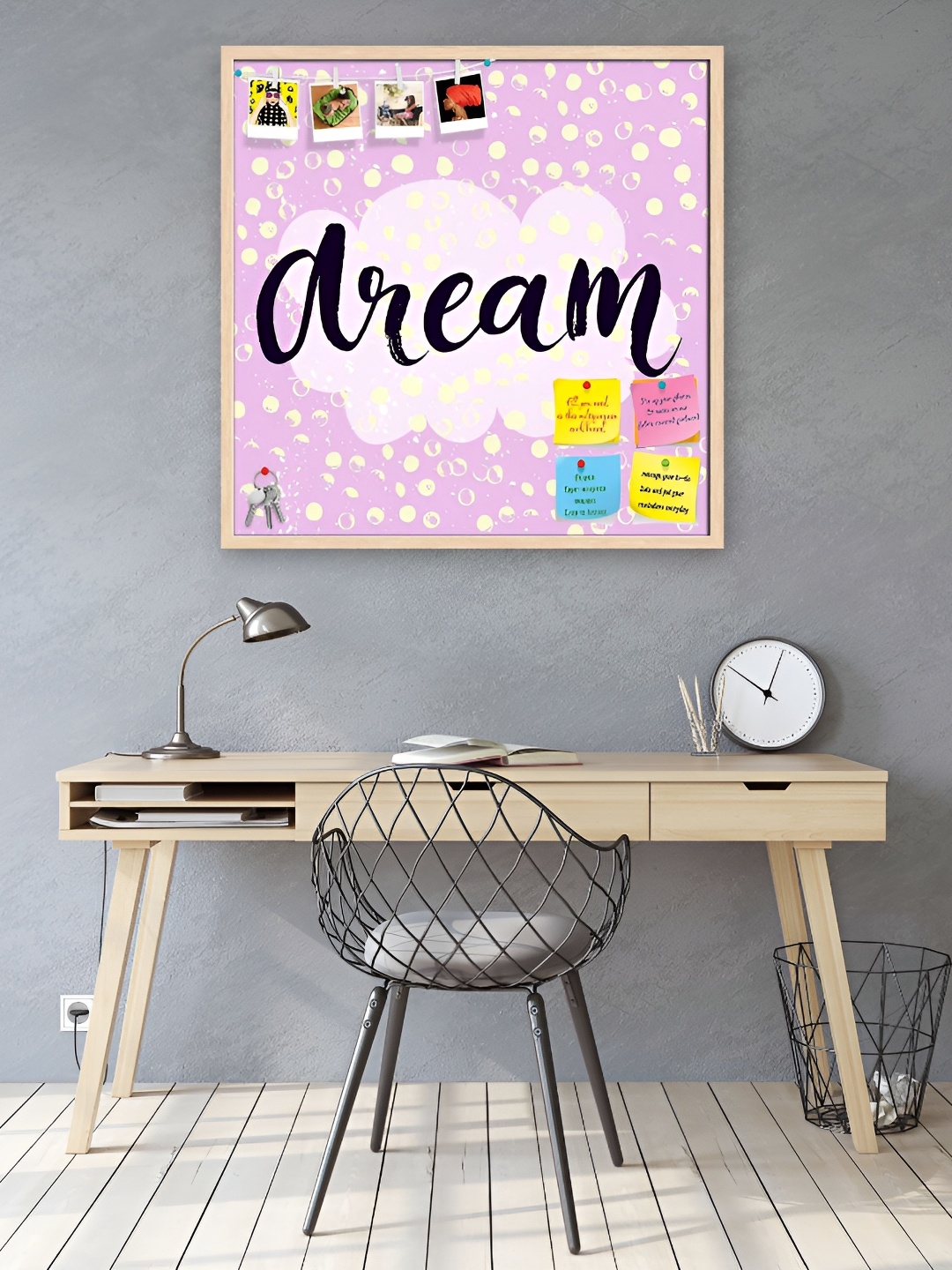 

ArtzFolio Purple & White Dream Printed Wooden Bulletin Board With Sticky Notes