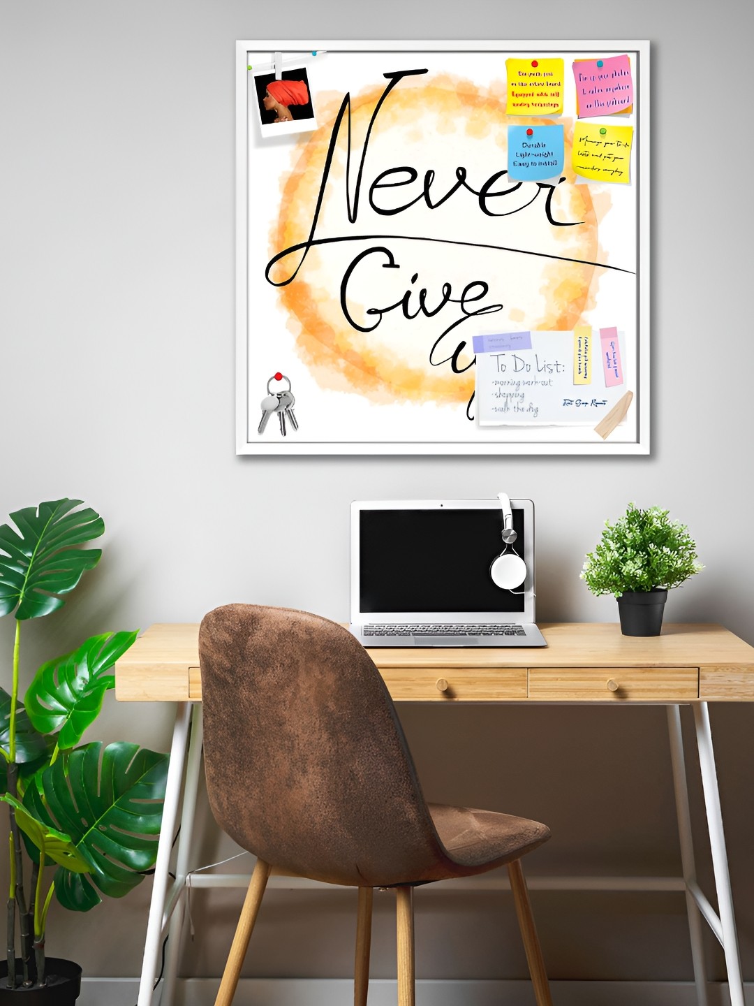 

ArtzFolio White Typography Printed Wood Bulletin Board With Sticky Notes
