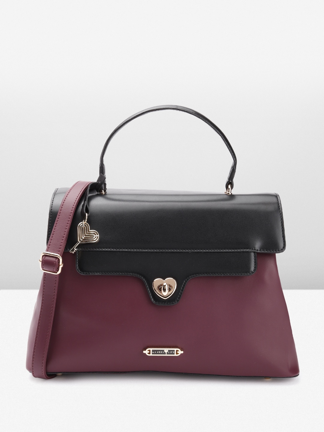 

The Label Life Colourblocked Structured Satchel Bag, Burgundy