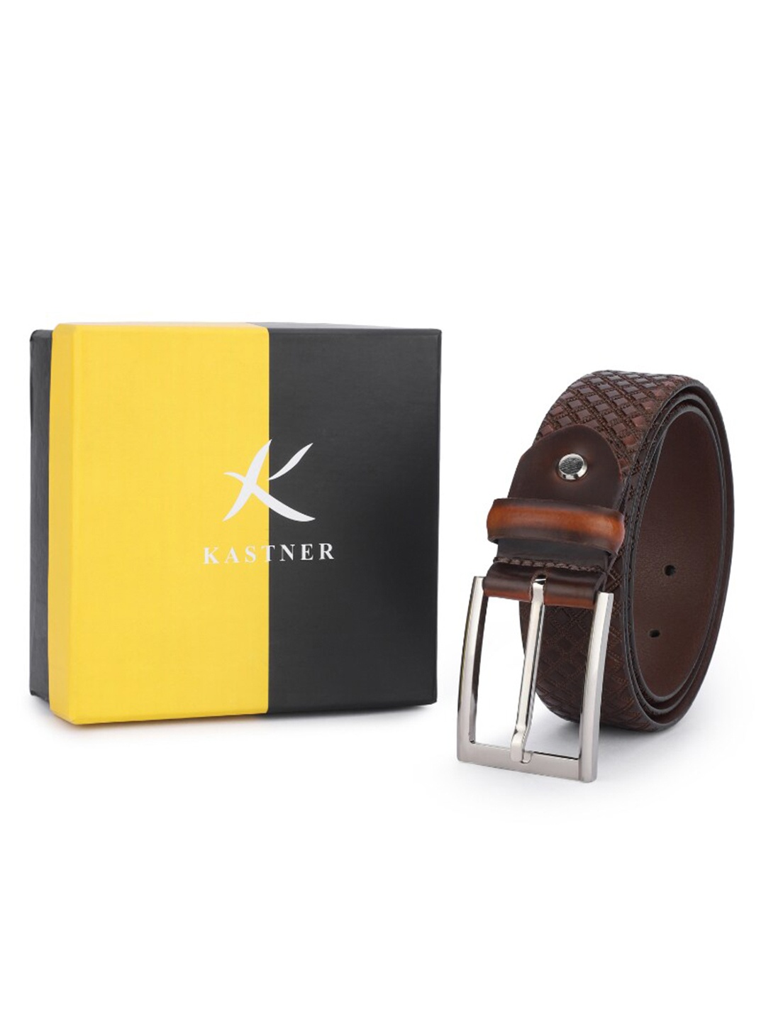 

Kastner Men Textured Leather Formal Belt, Brown