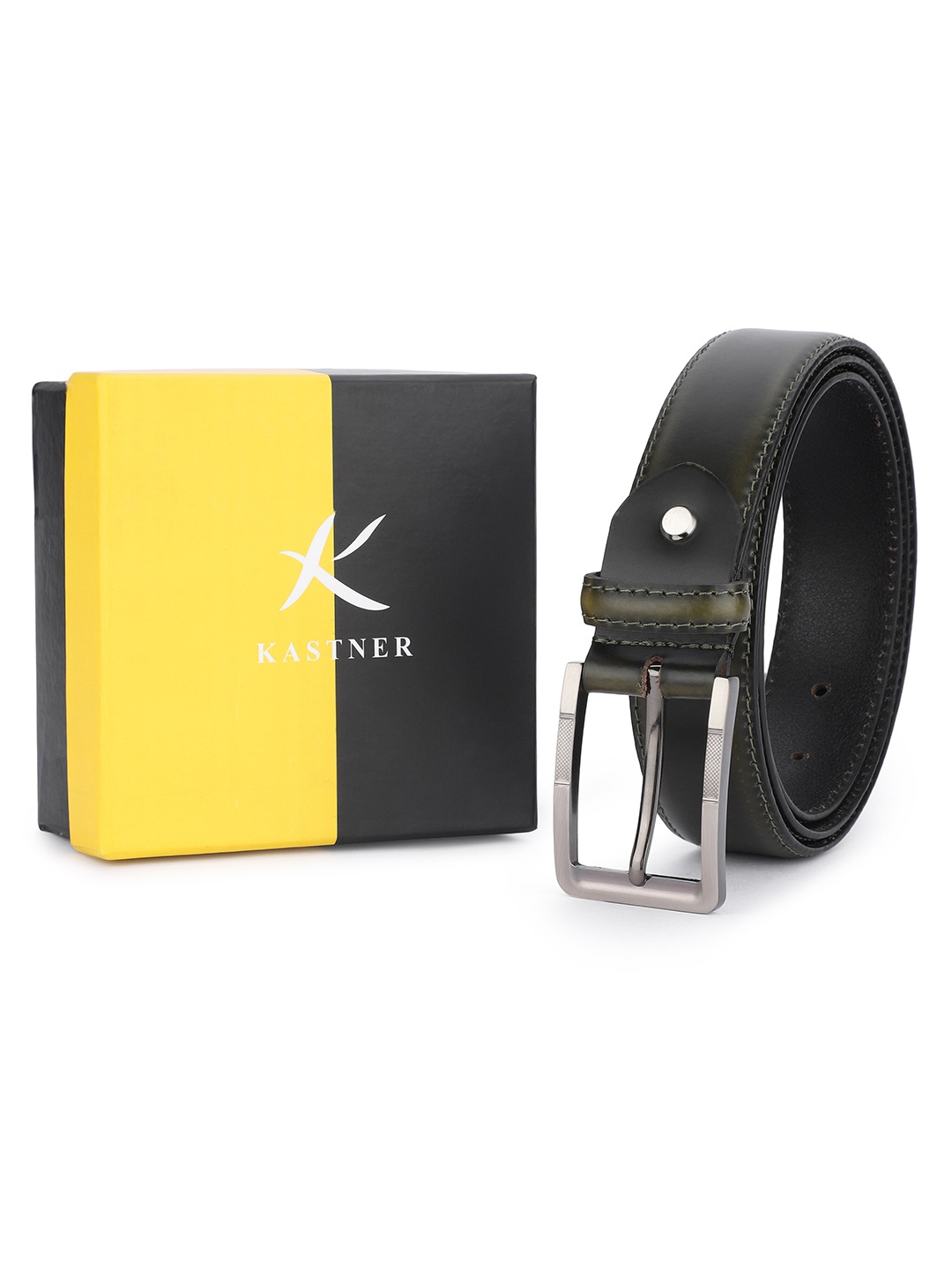 

Kastner Men Leather Formal Belt, Green