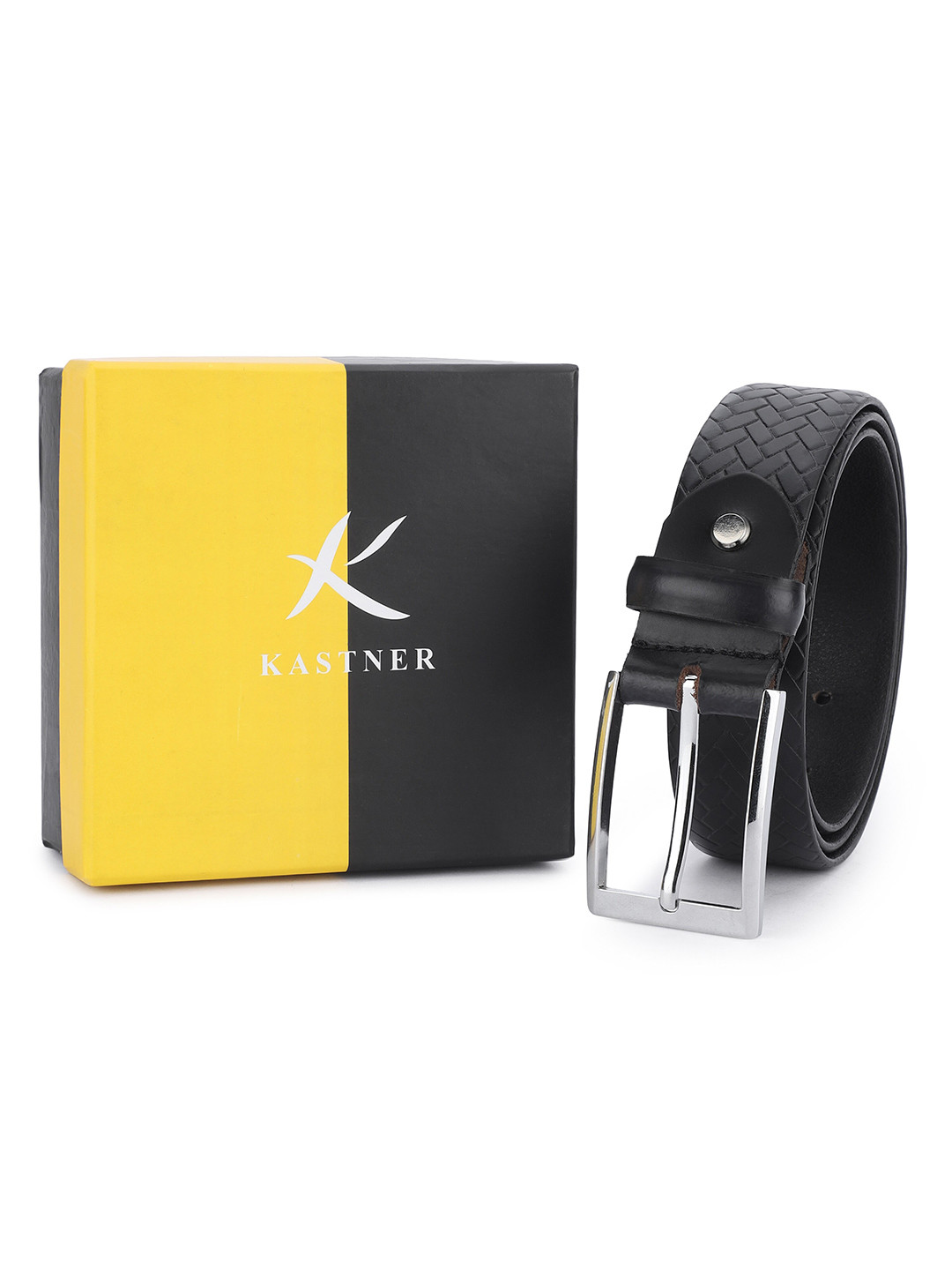 

Kastner Men Textured Leather Formal Belt, Black