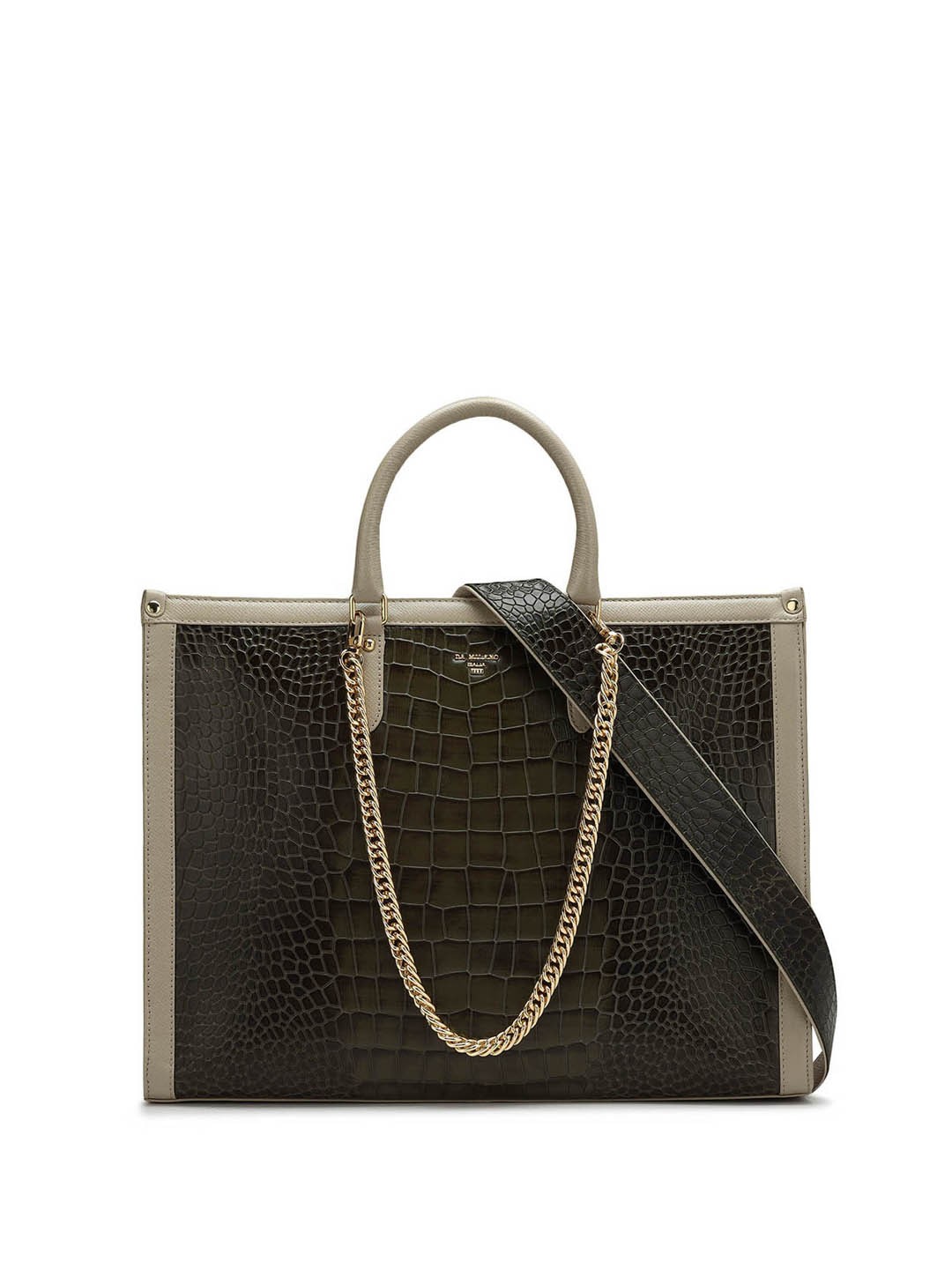 

Da Milano Animal Textured Leather Oversized Shopper Handheld Bag, Green