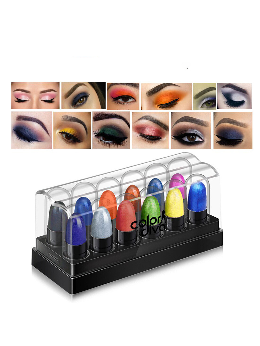 

Adbeni Color Diva 12-Pcs Long Lasting Mini Bullet Eyeshadow - 10g - Shade 104, Multi