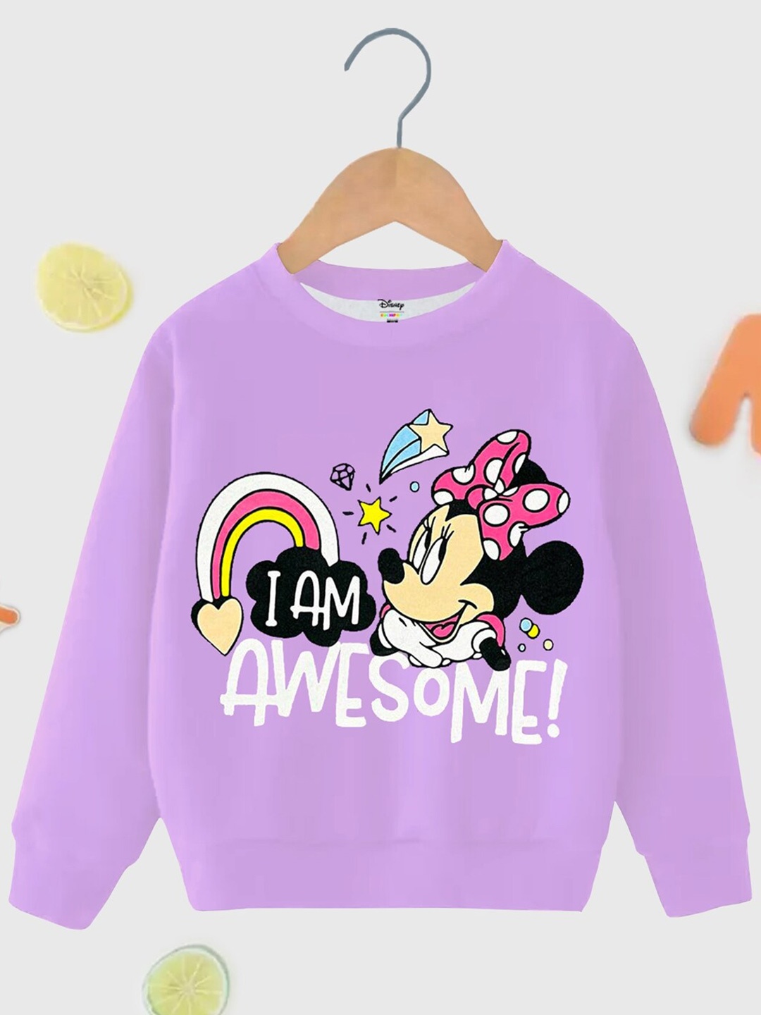 

KUCHIPOO Girls Minnie Mouse Graphic Printed Fleece Pullover Sweatshirt, Purple