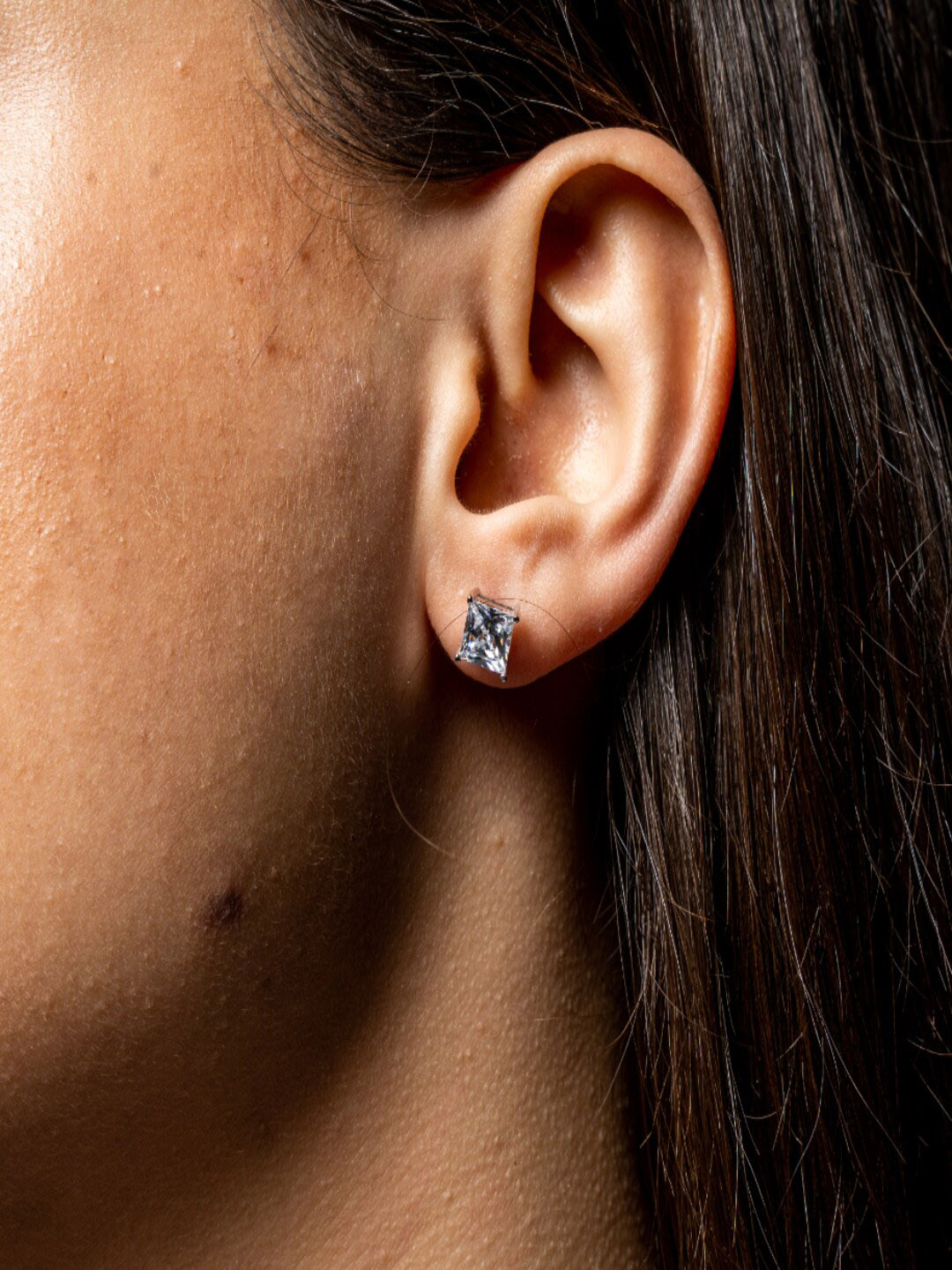 

Drip Project Rhodium-Plated Cubic Zirconia Contemporary Studs Earrings, Silver