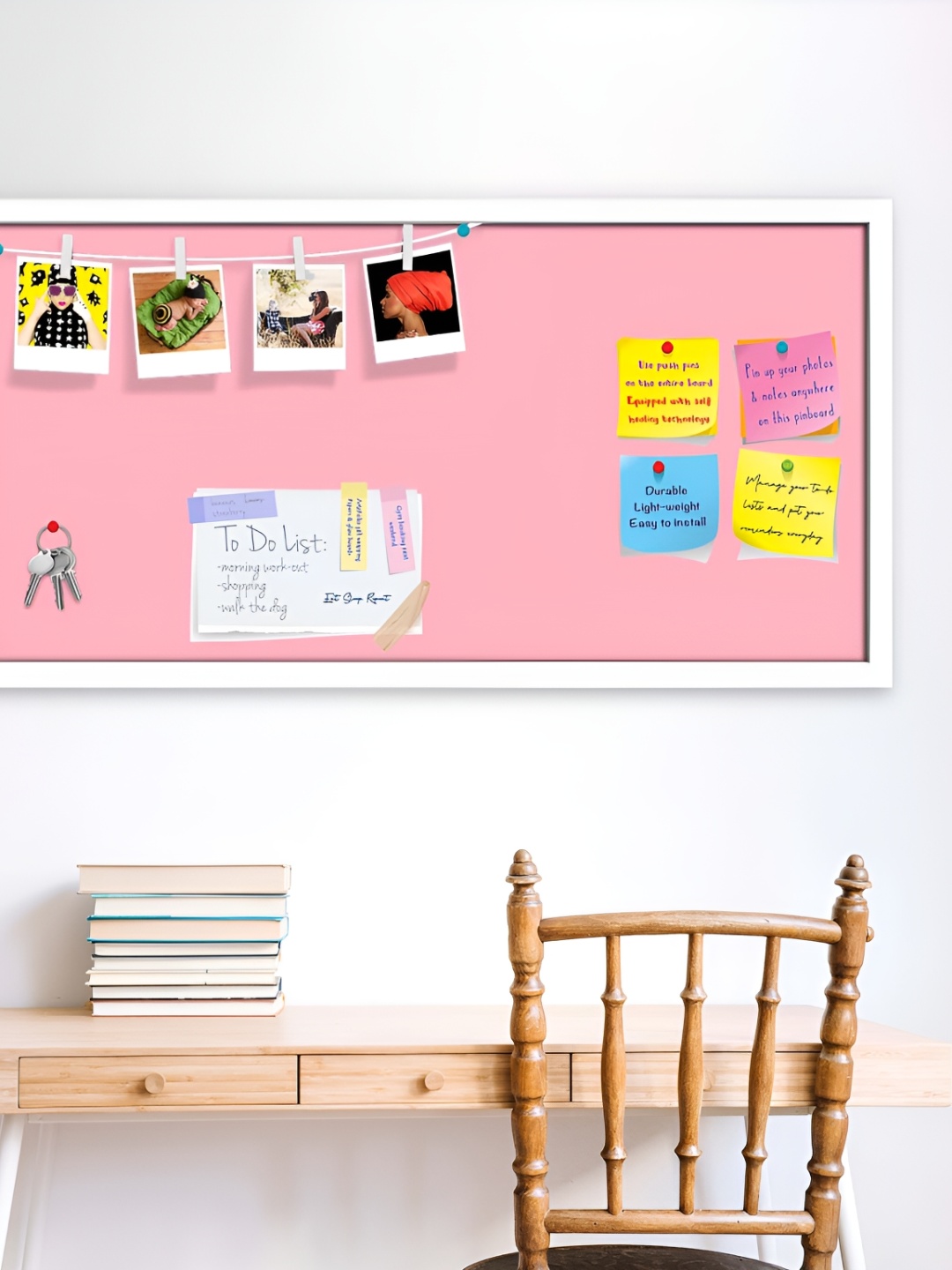 

ArtzFolio Pink Family Light Printed Wooden Bulletin Board With Sticky Notes