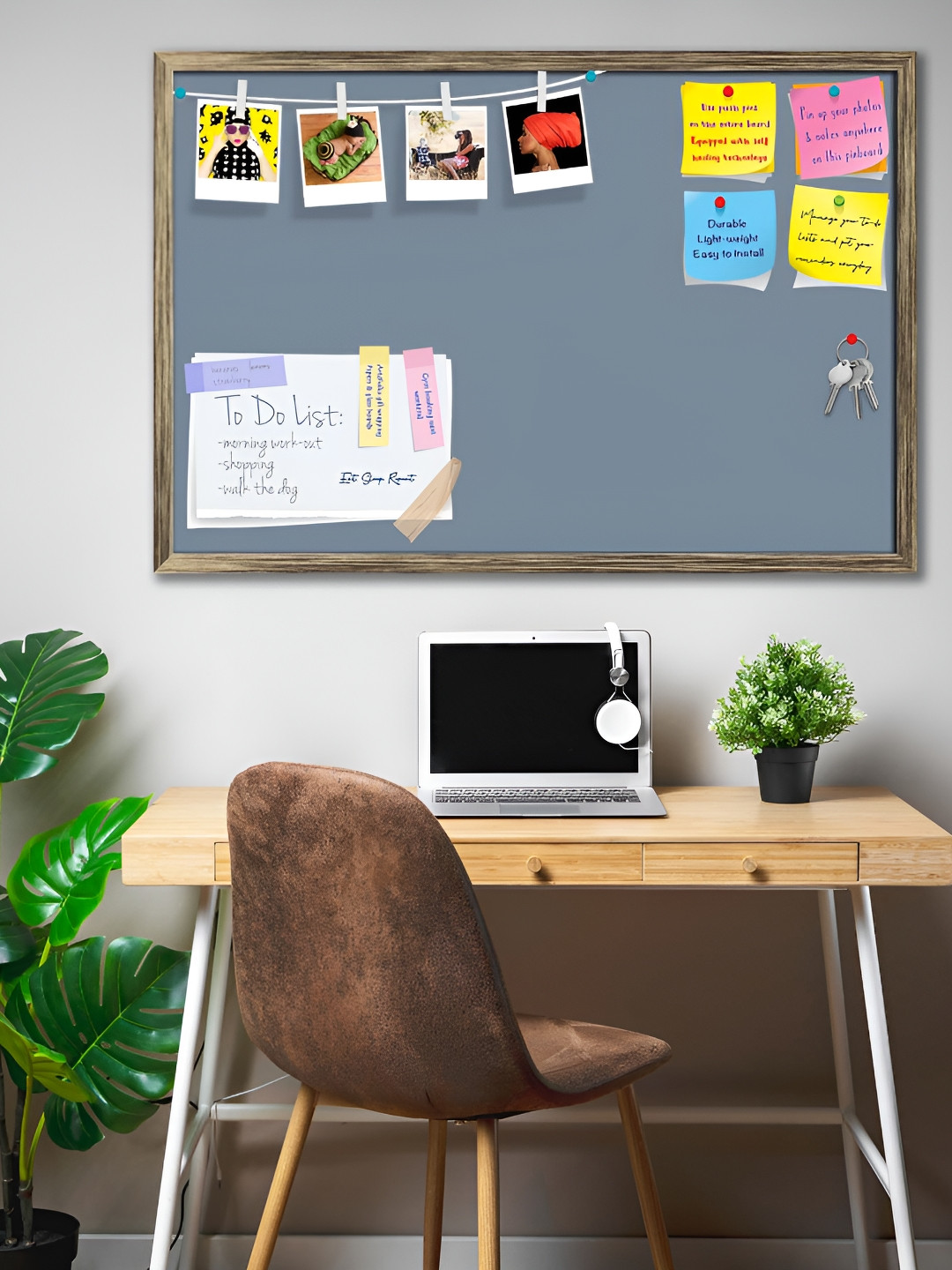 

ArtzFolio Grey Wooden Bulletin Board With Sticky Notes