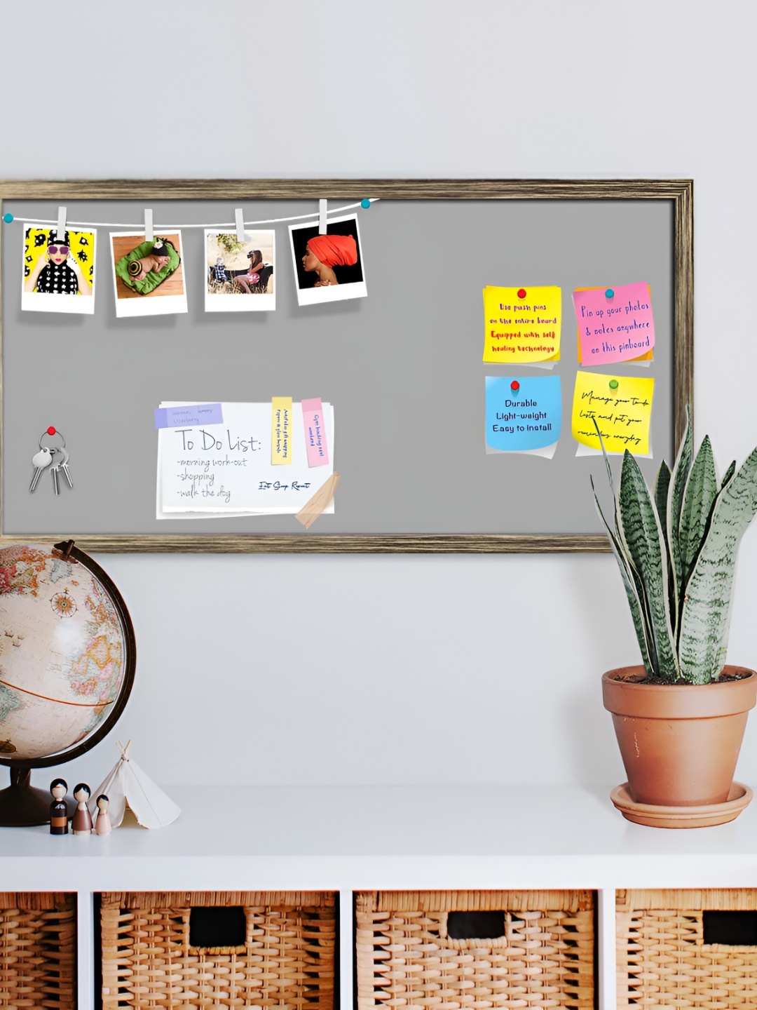 

ArtzFolio Grey Wooden Bulletin Board With Sticky Notes Wall Hanging Decor
