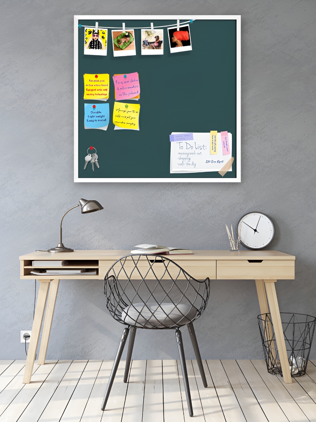 

ArtzFolio White & Green Wooden Bulletin Board With Sticky Notes