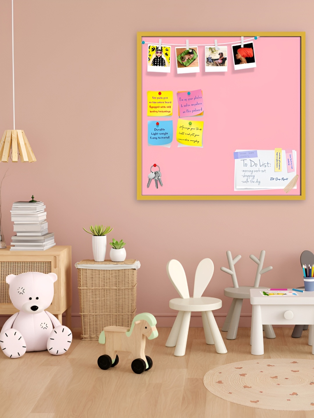 

ArtzFolio Gold Toned & Pink Wooden Bulletin Board Wall Decor