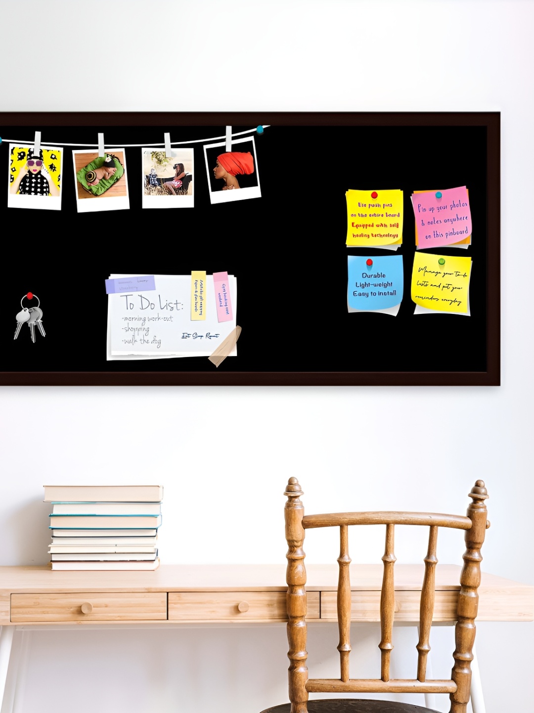 ArtzFolio Black Wooden Bulletin Board With Sticky Notes