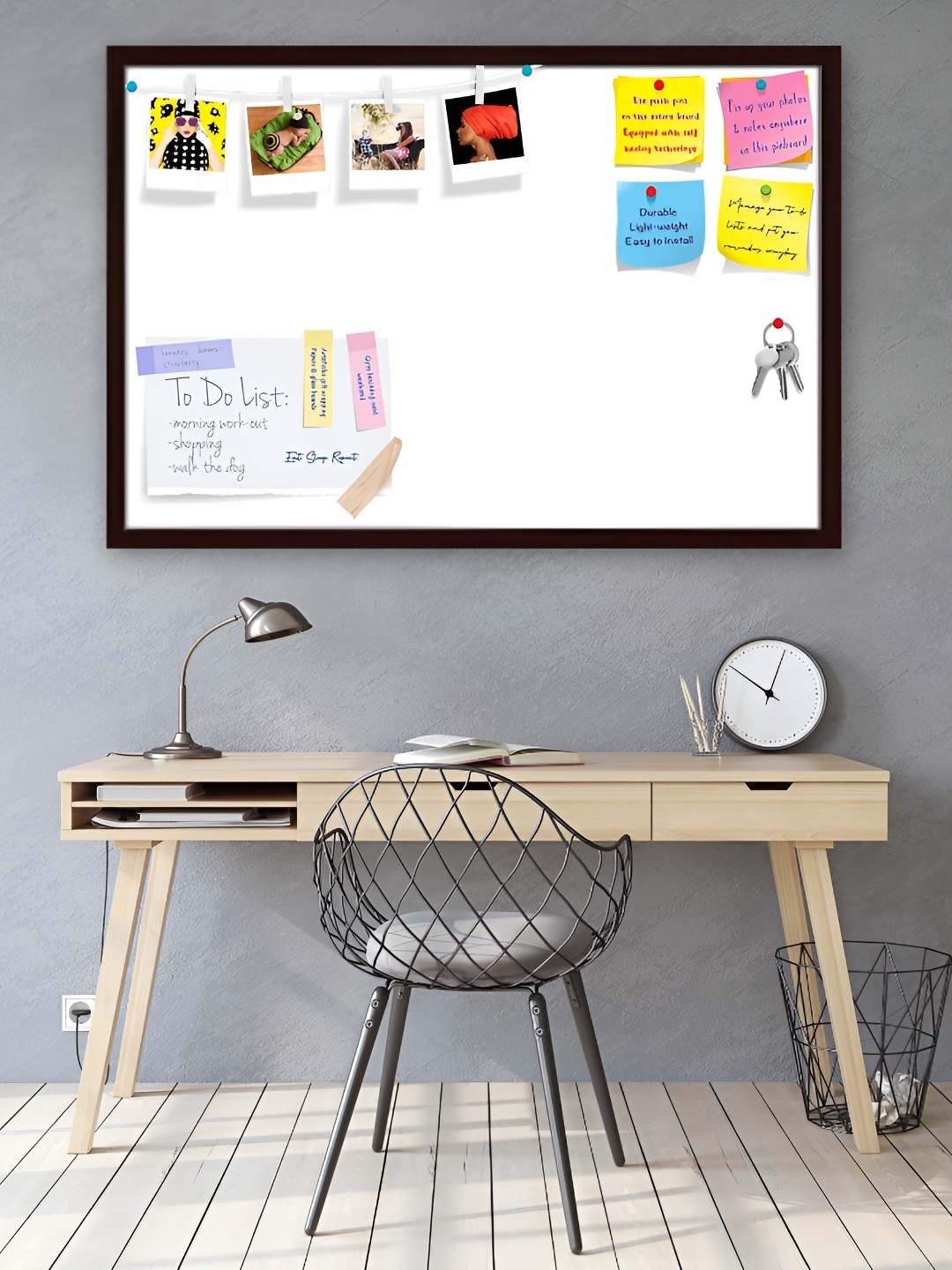 

ArtzFolio White & Blue Wooden Bulletin Board With Sticky Notes