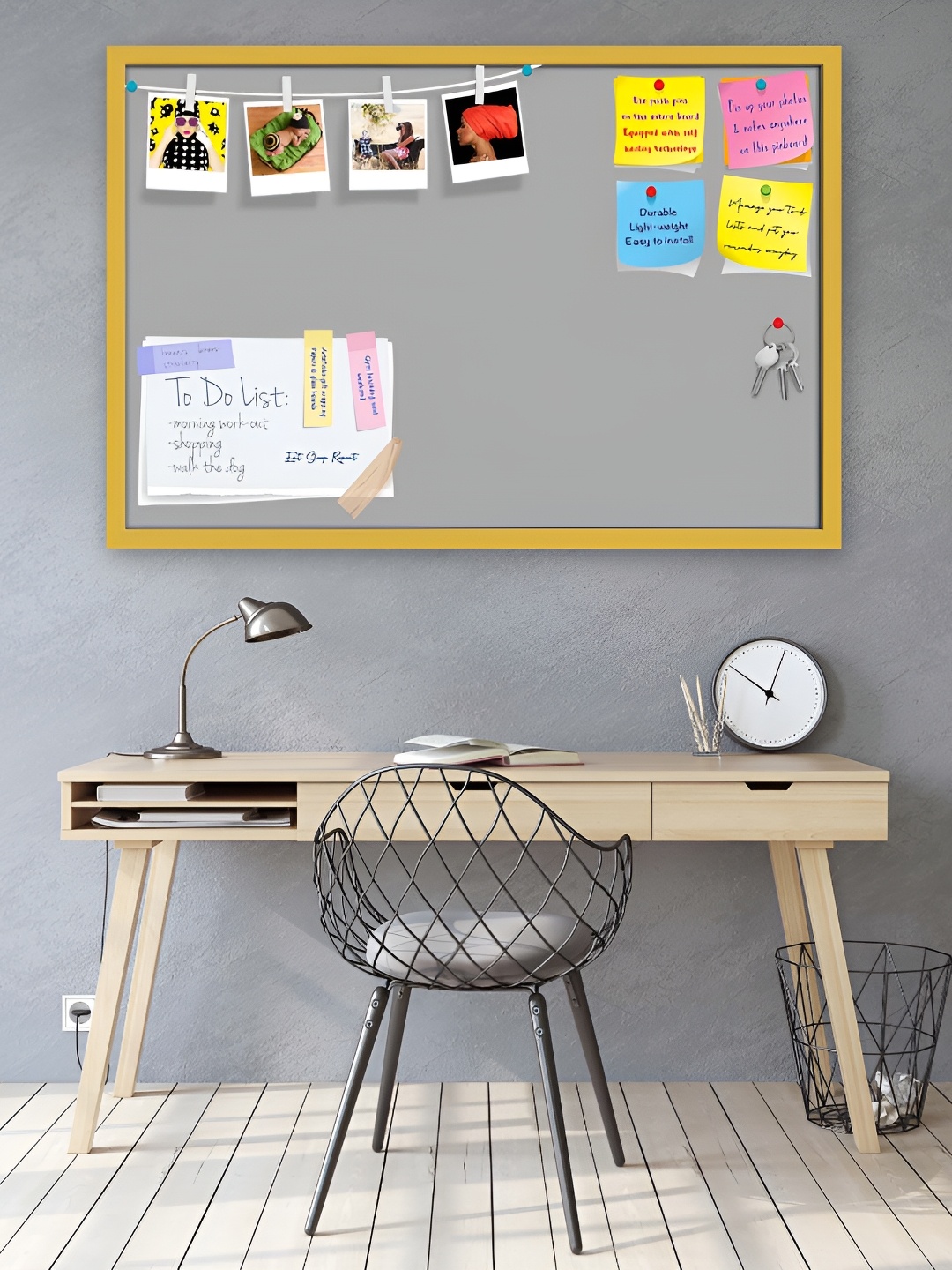 

ArtzFolio Grey Wooden Bulletin Board With Sticky Notes