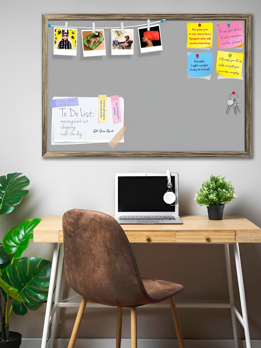 

ArtzFolio Grey & Yellow Printed Wooden Bulletin Board & Sticky Notes Wall Hangings Decor