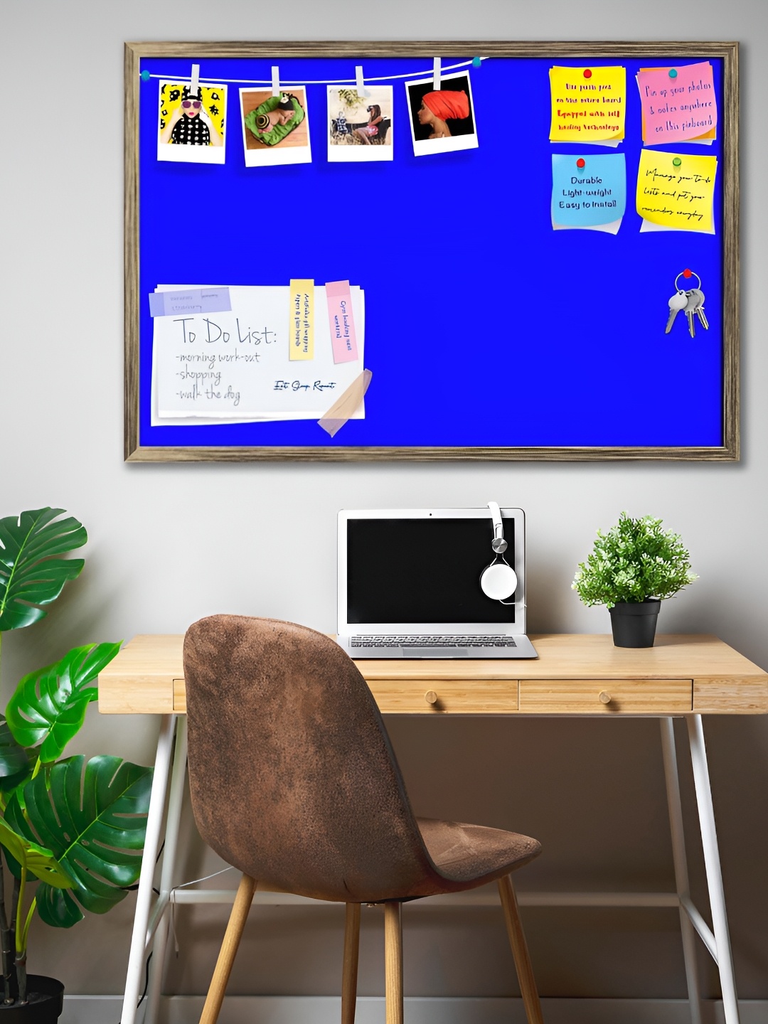 ArtzFolio Brown & Blue Wooden Bulletin Board Wall Decor
