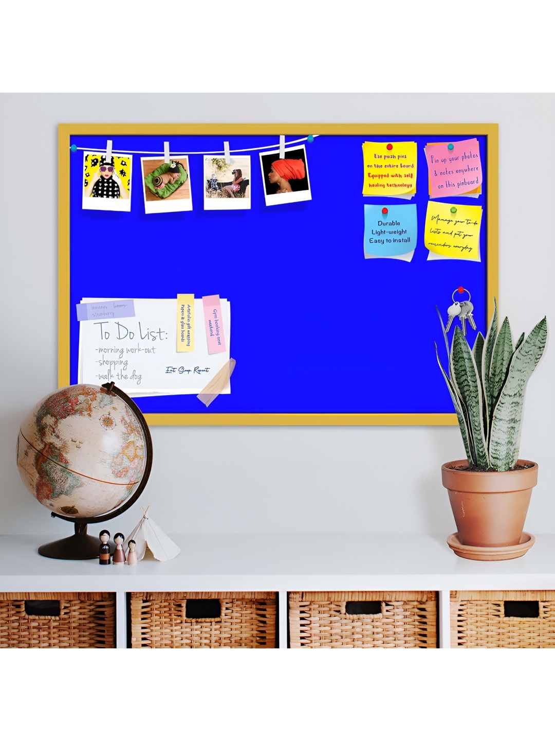 

ArtzFolio Gold Toned & Blue Wooden Bulletin Board