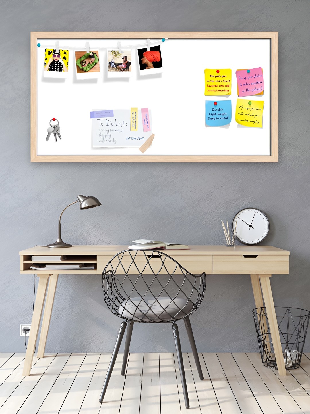ArtzFolio Camel Brown & White Printed Wooden Bulletin Board & Sticky Notes Wall Decor