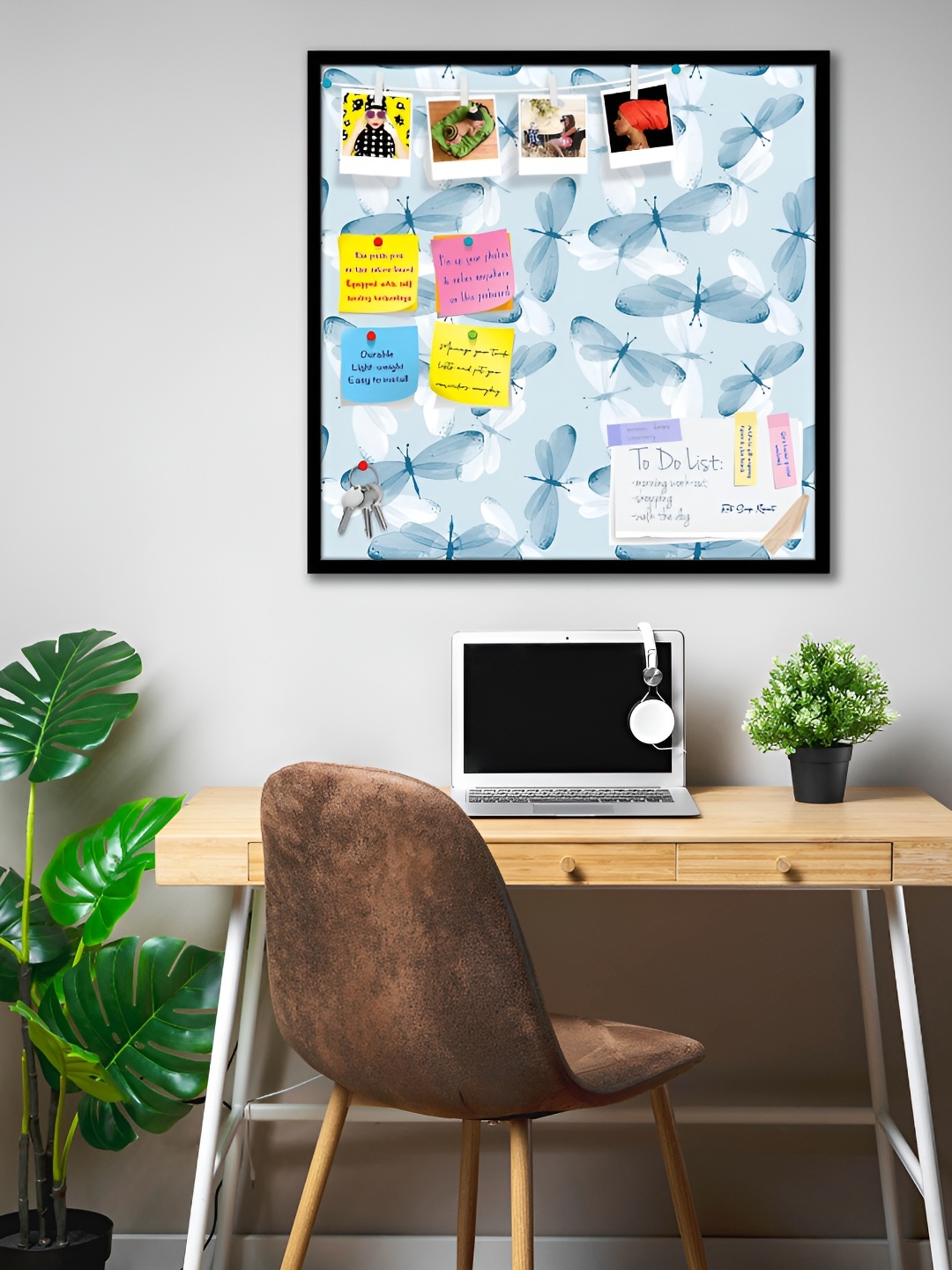 

ArtzFolio Black Butterflies Printed Wooden Bulletin Board With Sticky