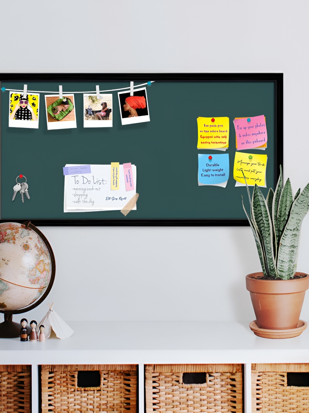 ArtzFolio Black Printed Wooden Bulletin Board With Sticky Notes