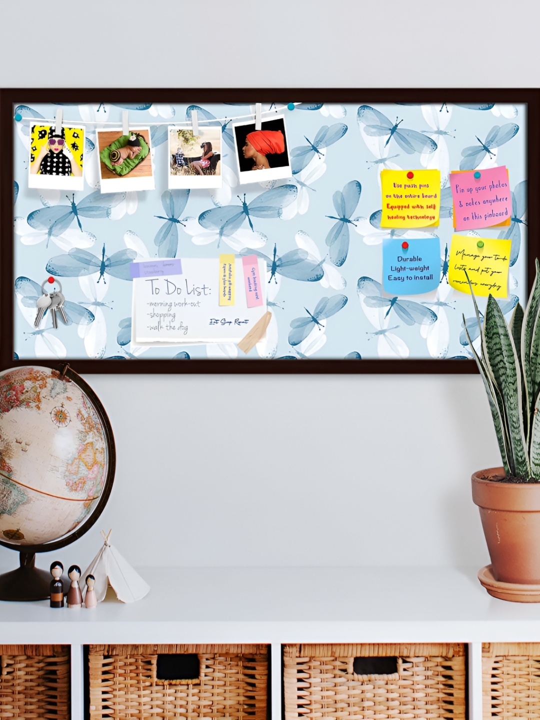 ArtzFolio Brown Printed Wooden Bulletin Board With Sticky Notes