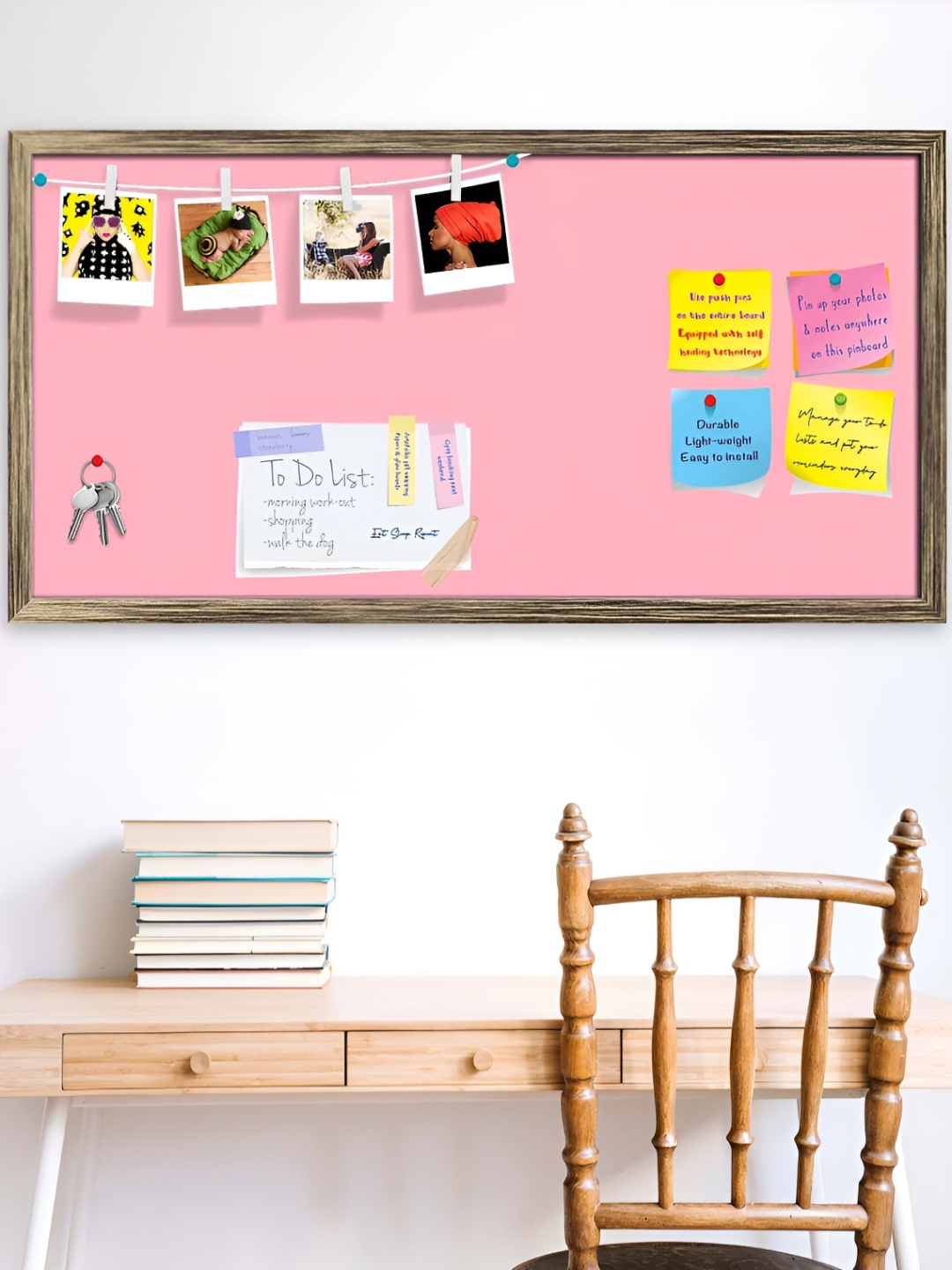 

ArtzFolio Pink Wooden Bulletin Board With Sticky Notes