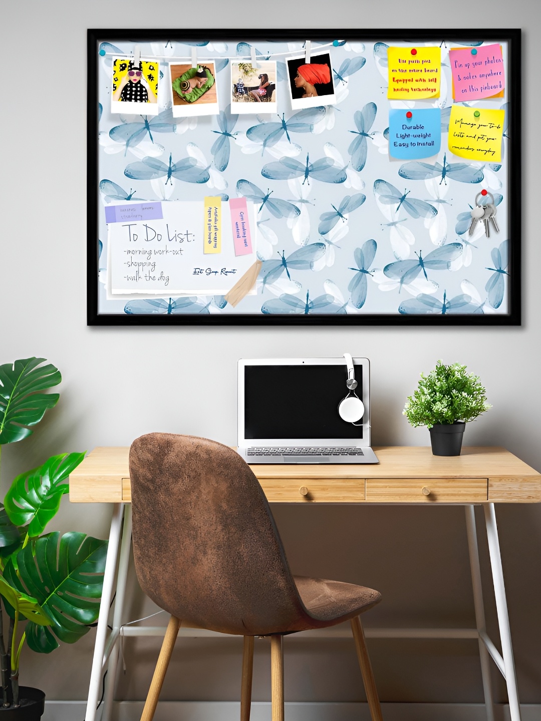 ArtzFolio Black Printed Wooden Bulletin Board With Sticky Notes