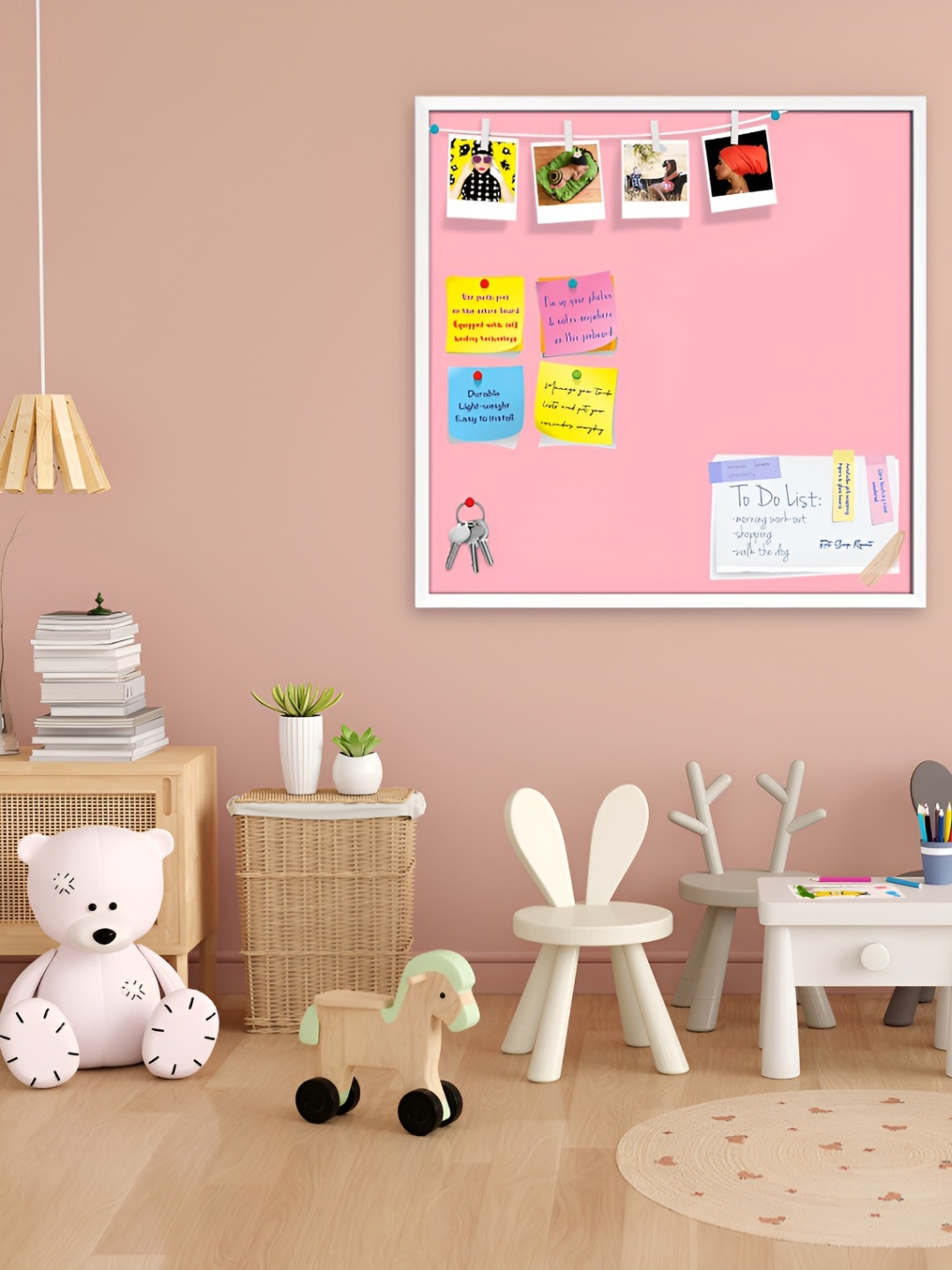 

ArtzFolio White & Pink Wooden Bulletin Board With Sticky Notes