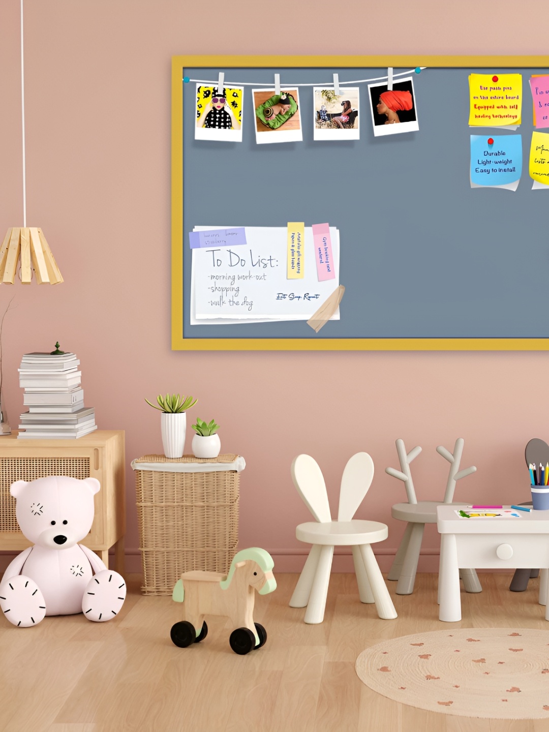 ArtzFolio Grey Wooden Bulletin Board With Sticky Notes