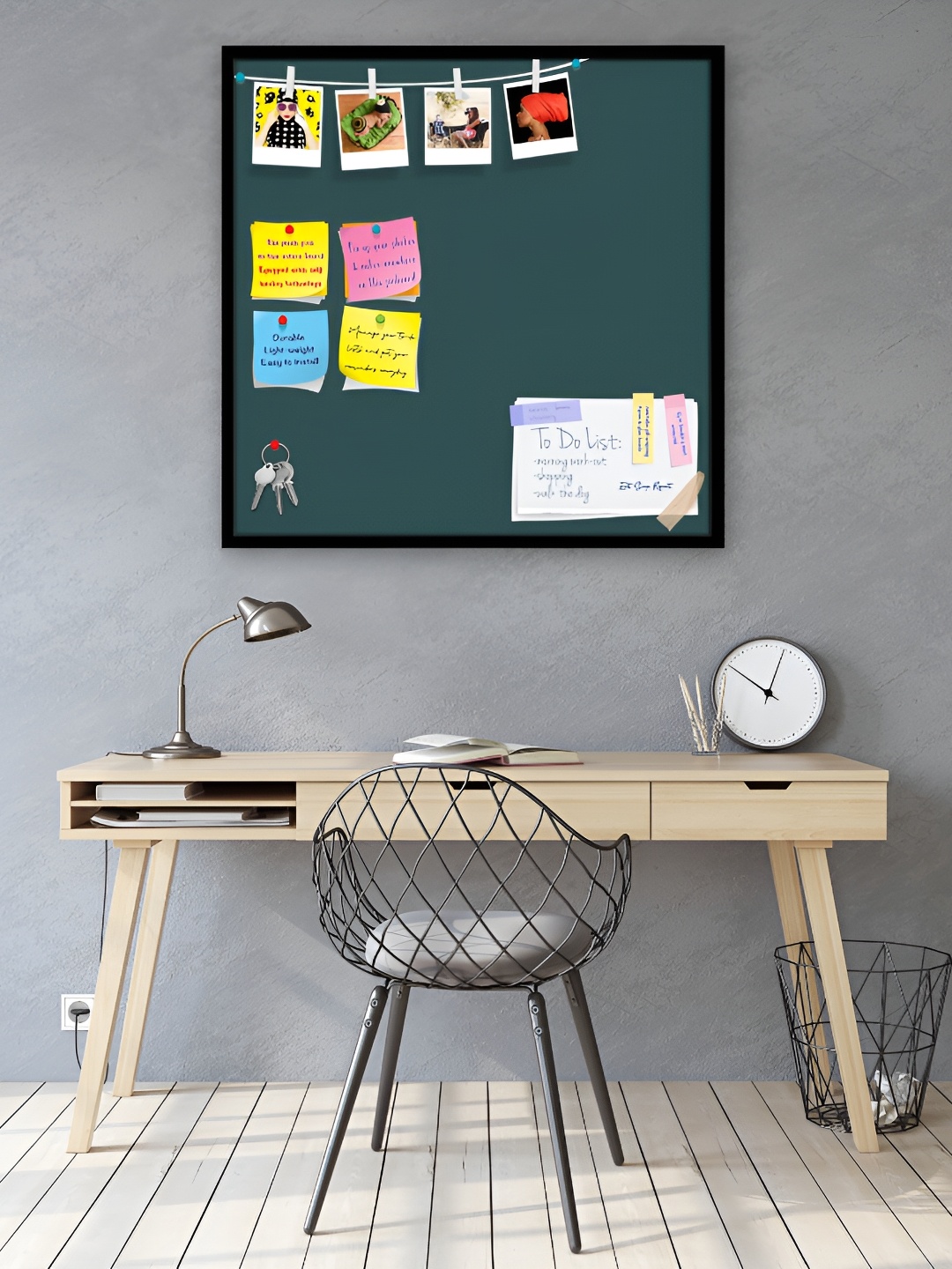 

ArtzFolio Black & Green Wooden Bulletin Board With Sticky Notes Wall Hanging Decor